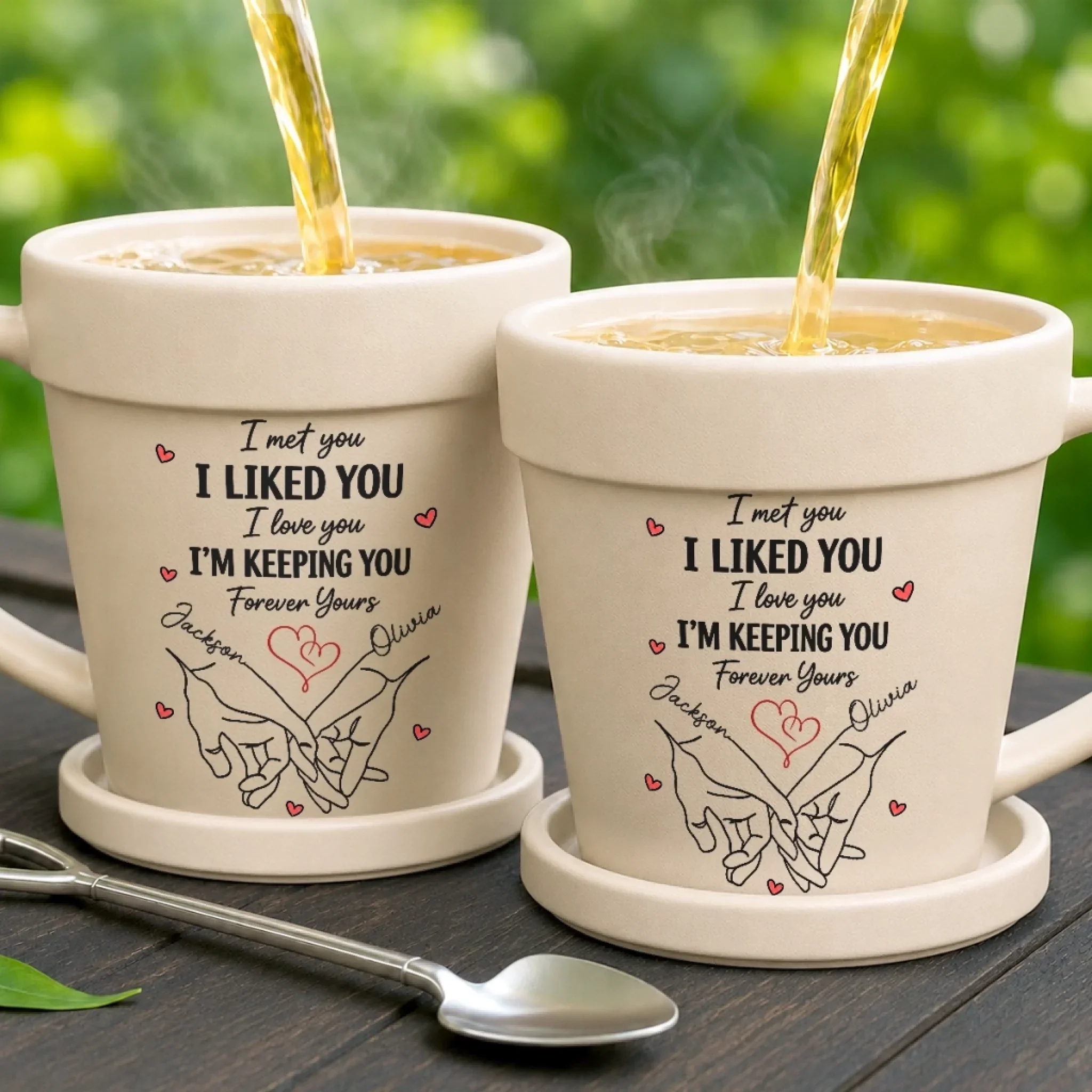 Custom Plant Pot Ceramic Mug - Personalized Birthday Garden Gifts For Husband And Wife, Him And Her - A Promise Kept Forever