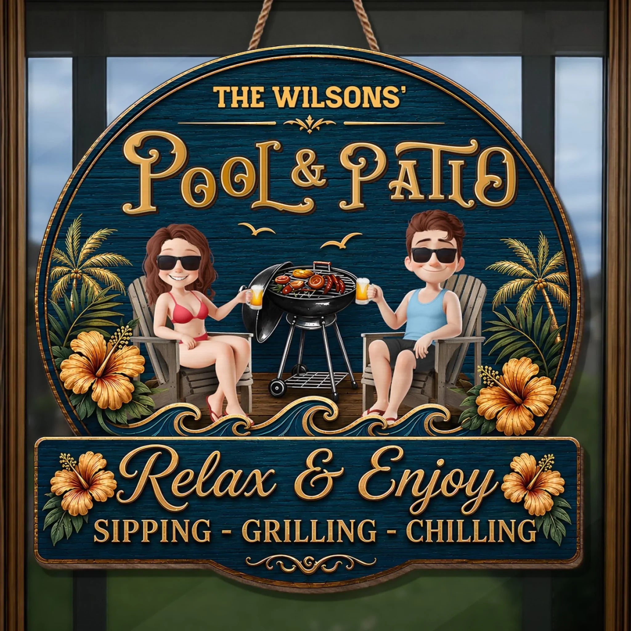 Custom Wood Sign - Personalized Summer Vacation And Travel Gifts For Husband And Wife, Him And Her - Welcome To Our Backyard Bar