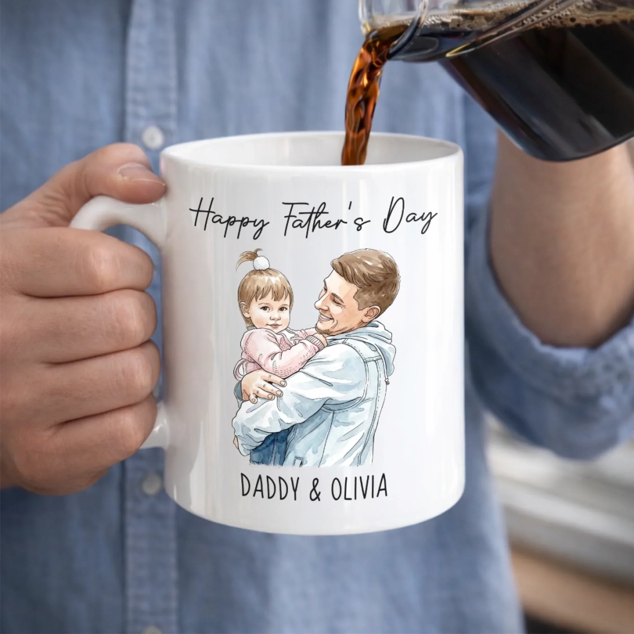 Custom Photo Accent Mug - Personalized Father's Day Birthday Gifts For Dad, Grandpa - Forever Proud Of Dad
