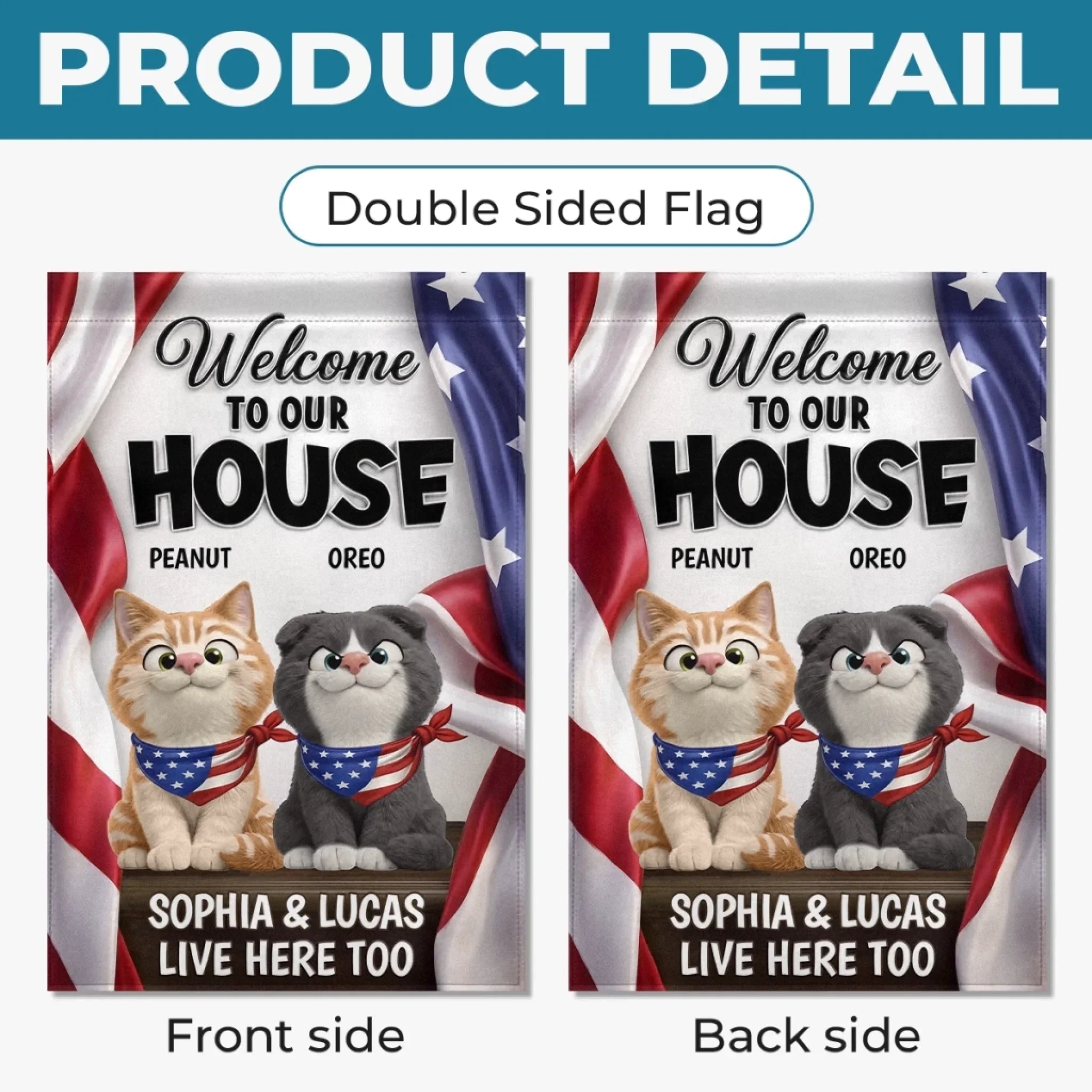 Custom Flag - Personalized America 250th Anniversary Gifts For Cat Lovers, Cat Mom And Dad - Welcome To Our Cat Kingdom