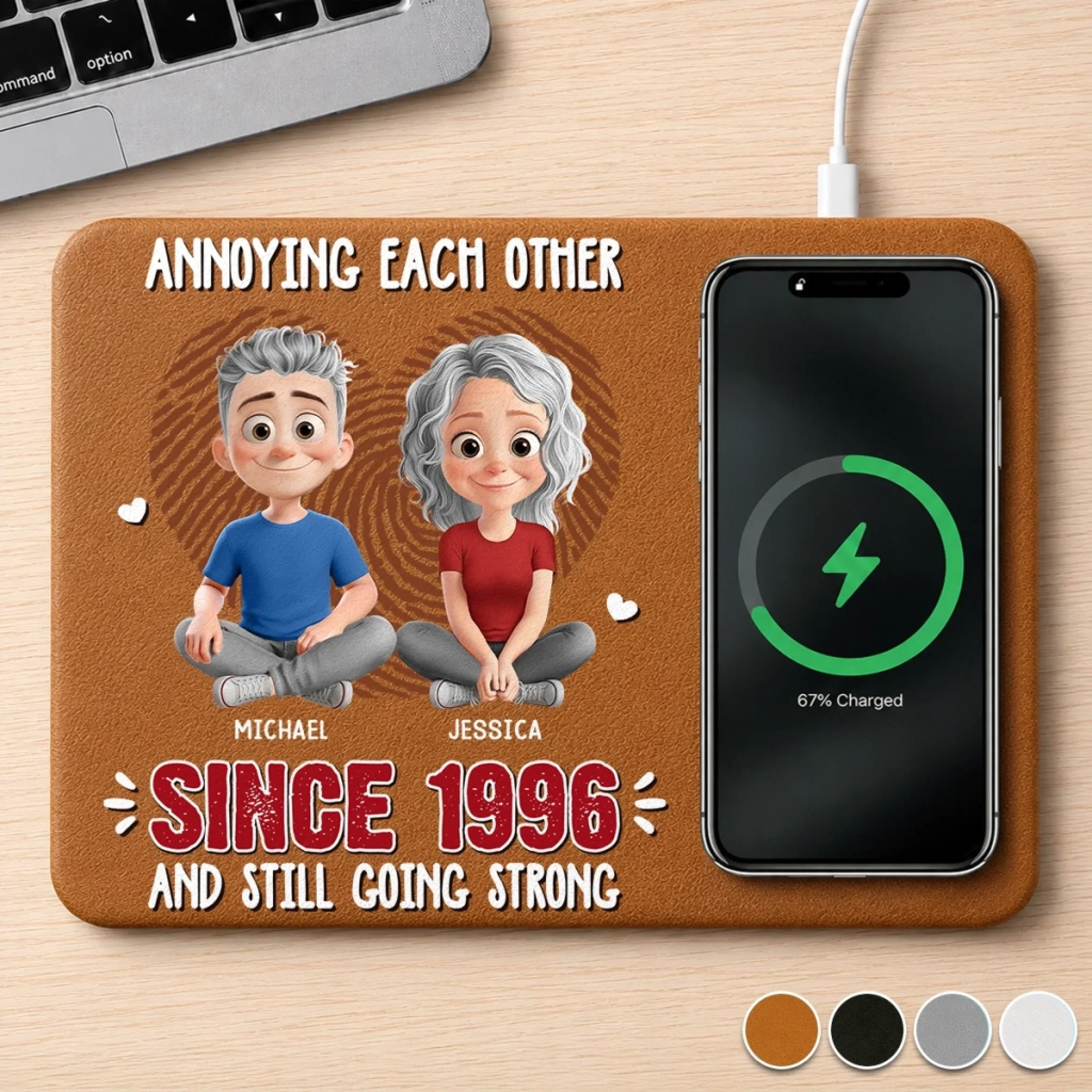 Custom Charging Mat - Personalized Anniversary Wedding Gifts For Husband And Wife, Him And Her - Better Together Since