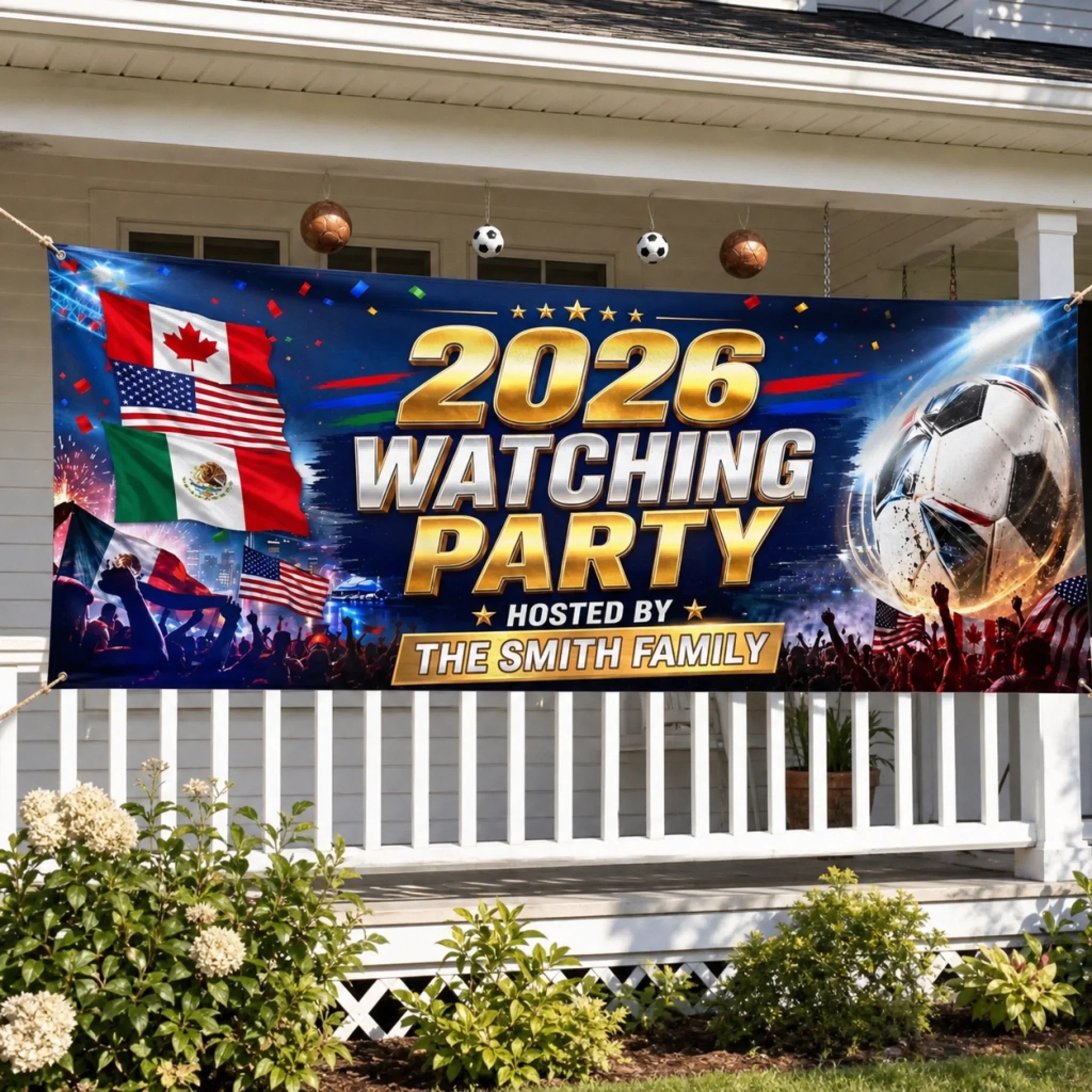 Custom International Soccer Tournament Outdoor Banner - Personalized Birthday Gifts For Soccer Lovers, Sports Fans, Sports Lovers - Cheering Together, Winning Together