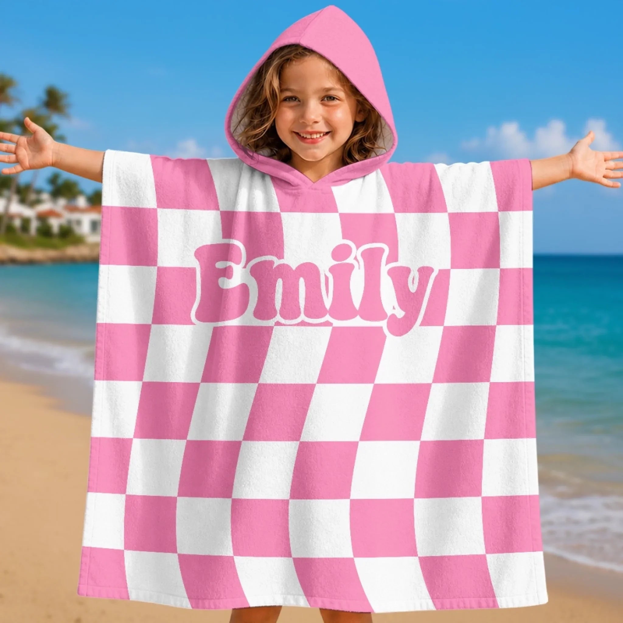 Custom Poncho Beach Towel - Personalized Summer Vacation And Travel Gifts For Women, Men, Kids - My Favorite Bright Sunny Escape