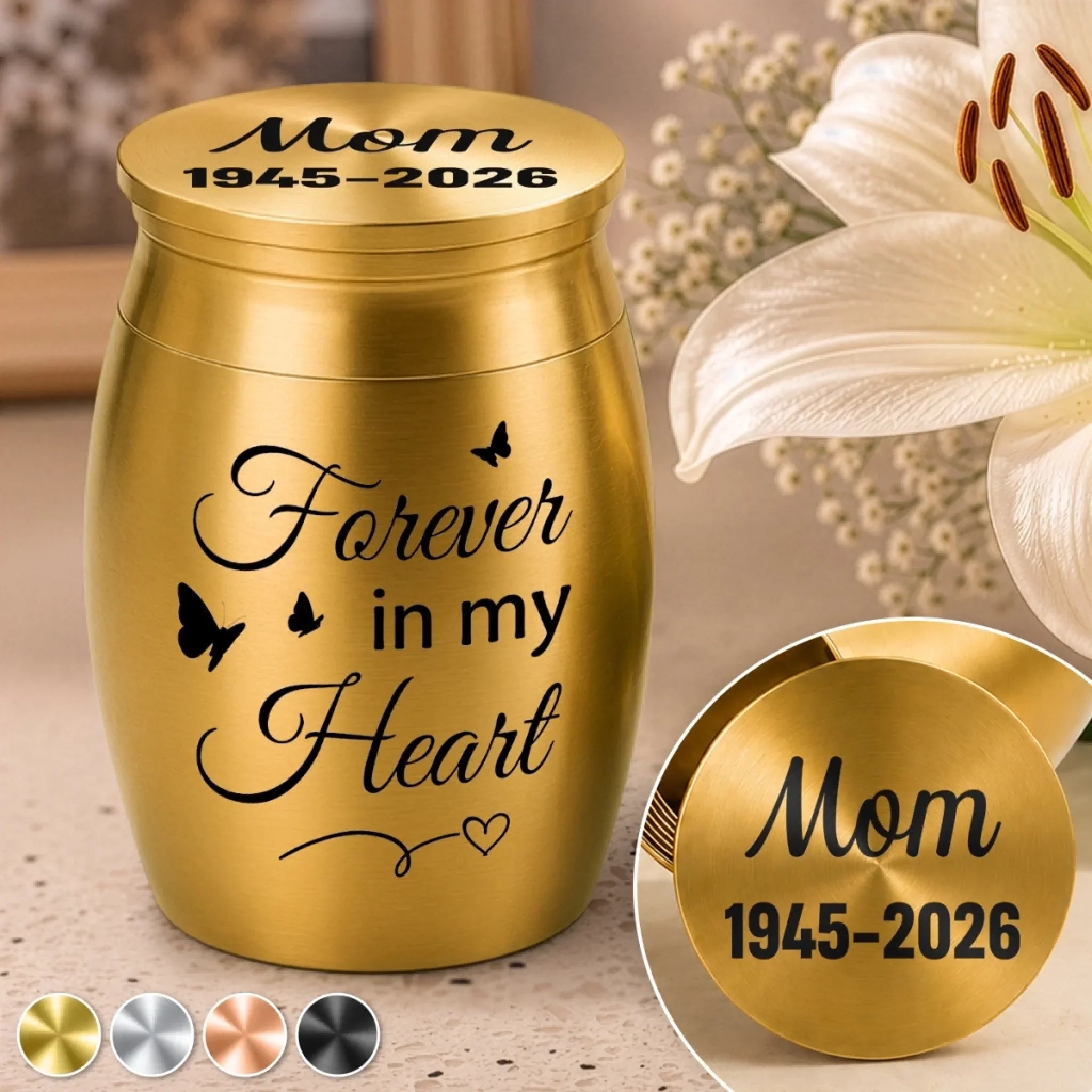 Custom Memorial Urn - Personalized  Memorial Sympathy Gifts For Loss Of Mom, Dad – Forever In Our Hearts
