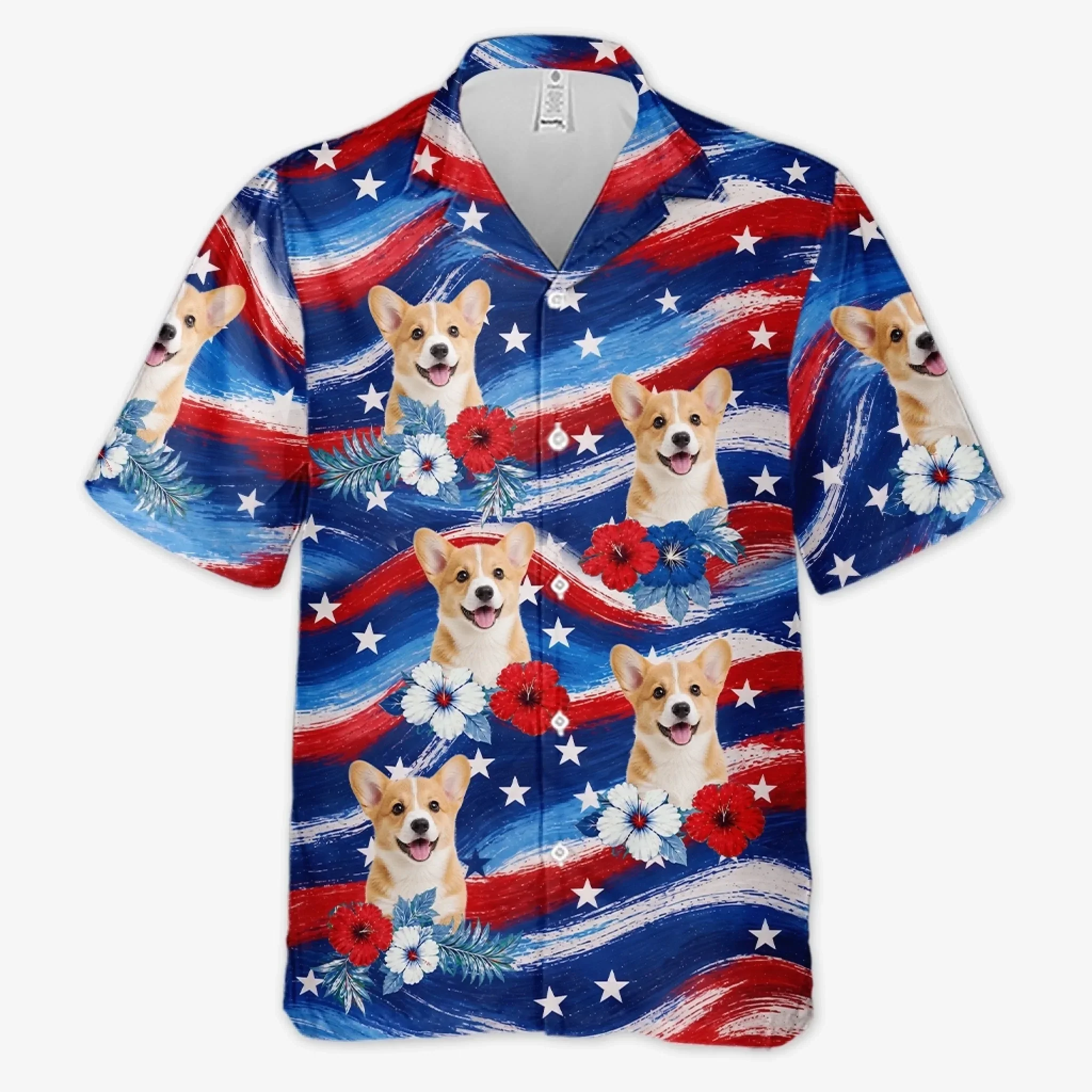 Custom Photo Unisex Tropical Hawaiian Aloha Shirt - Personalized Summer Vacation And Travel Gifts For Dog Cat Lovers, Dog Dad And Mom, Cat Owners - My Favorite Travel Companion Has Paws