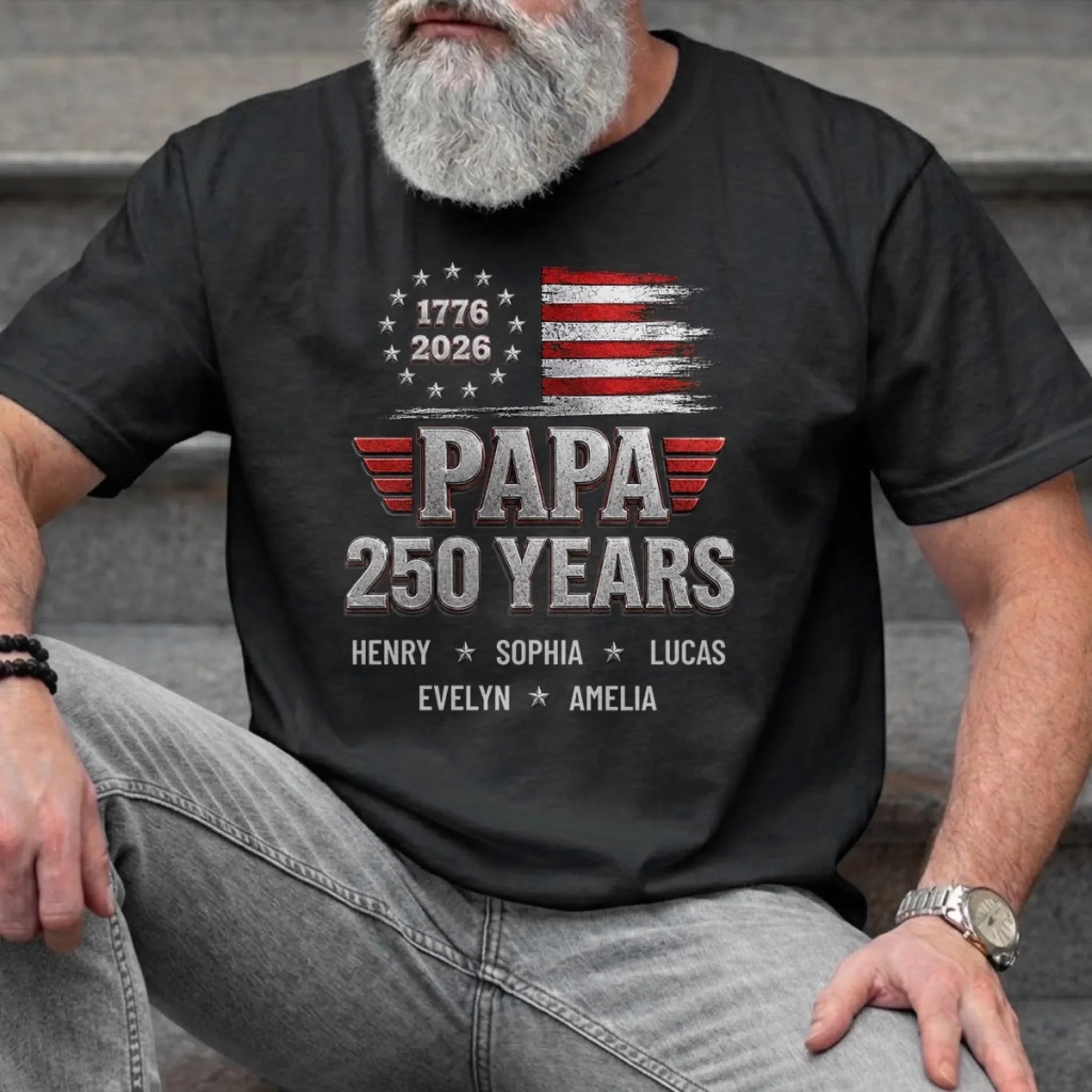 Custom T-shirt, Hoodie - Personalized America 250th Anniversary Father's Day Gifts For Dad, Grandpa - The Original American Legend