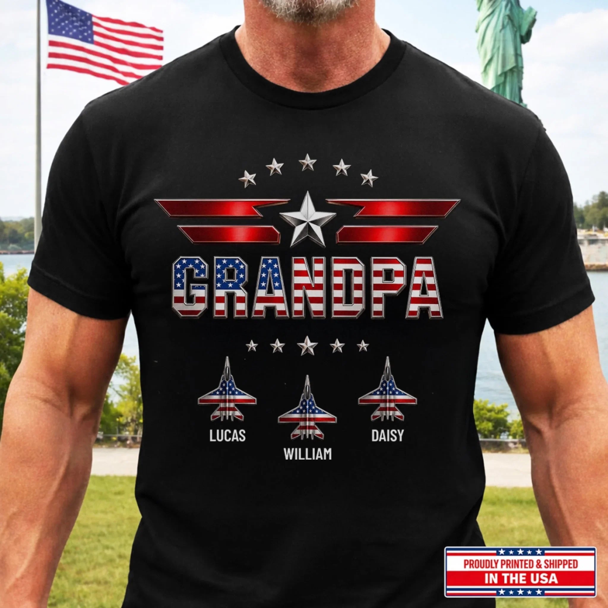 Custom T-shirt, Hoodie - Personalized America 250th Anniversary Father's Day Gifts For Dad, Grandpa - Patriot Since Day One