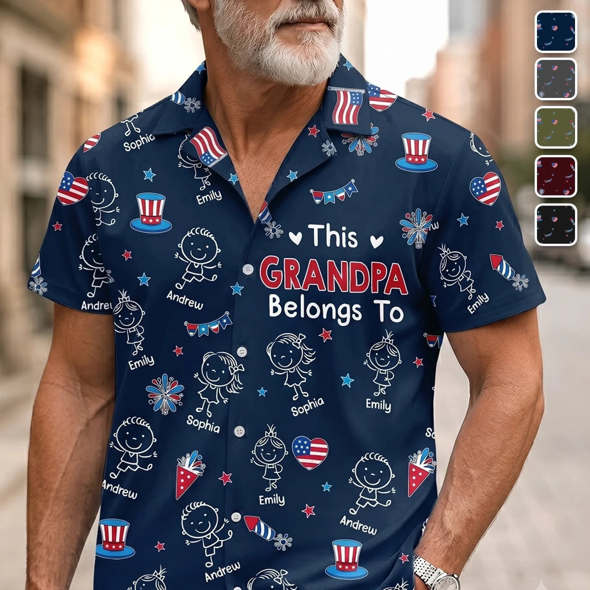 Custom Unisex Tropical Hawaiian Aloha Shirt - Personalized America 250th Anniversary Father's Day Gifts For Dad, Grandpa - Freedom Family Legacy