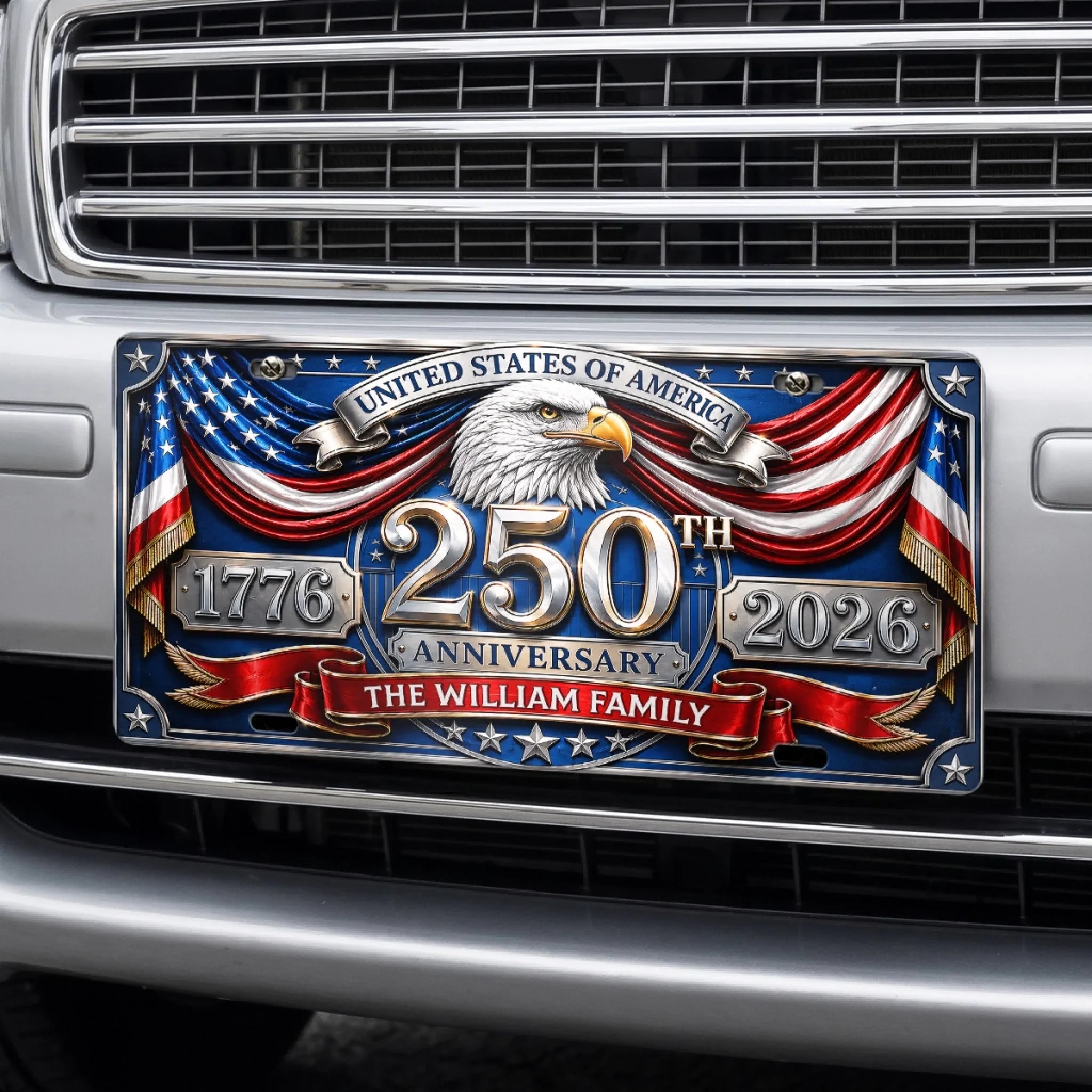 Custom License Plate - Personalized America 250th Anniversary Gifts For Mom, Dad, Brother, Sister, Kids - Together We Spark Joy