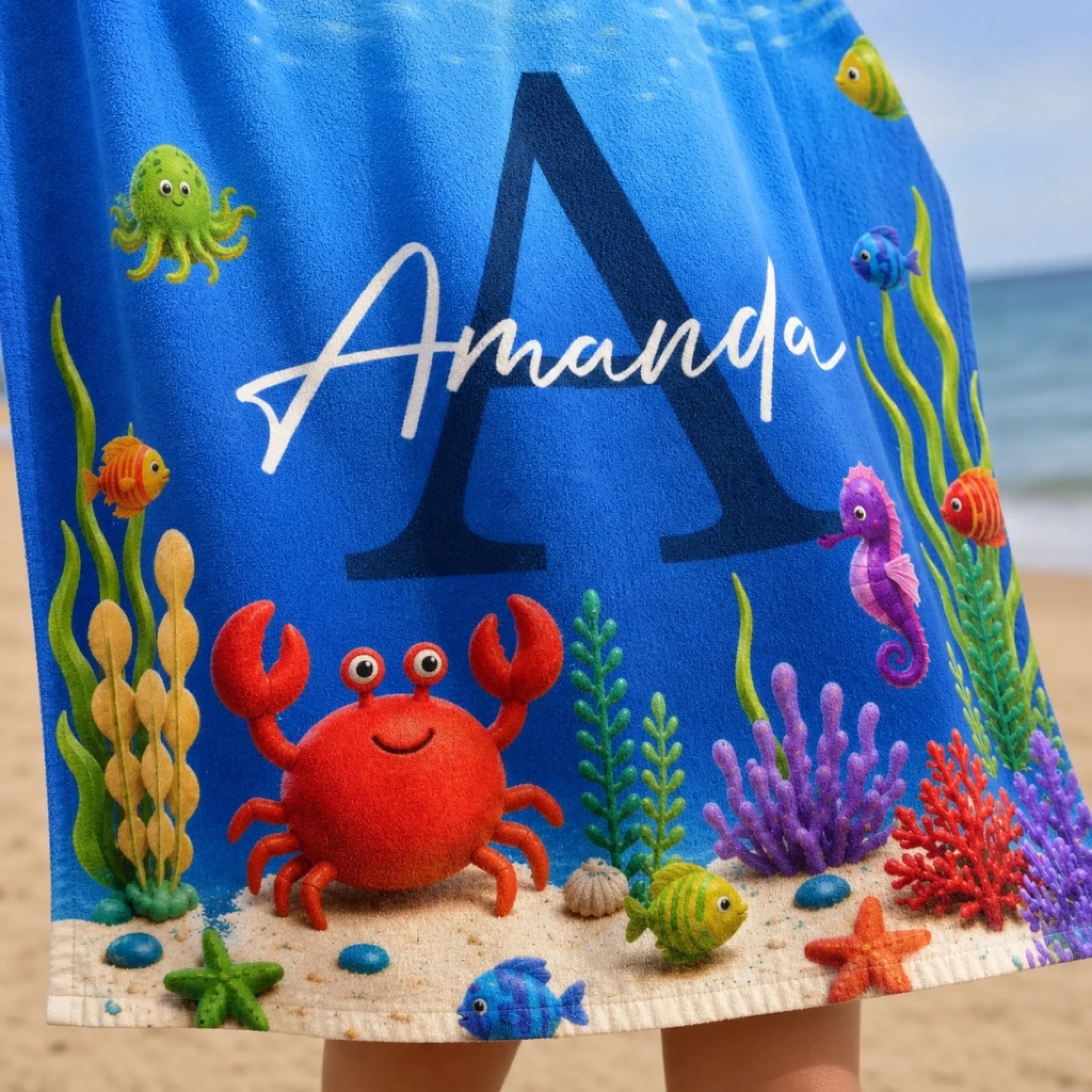 Custom Poncho Beach Towel - Personalized Summer Vacation And Travel Gifts For Women, Men, Kids - My Little Underwater Kingdom