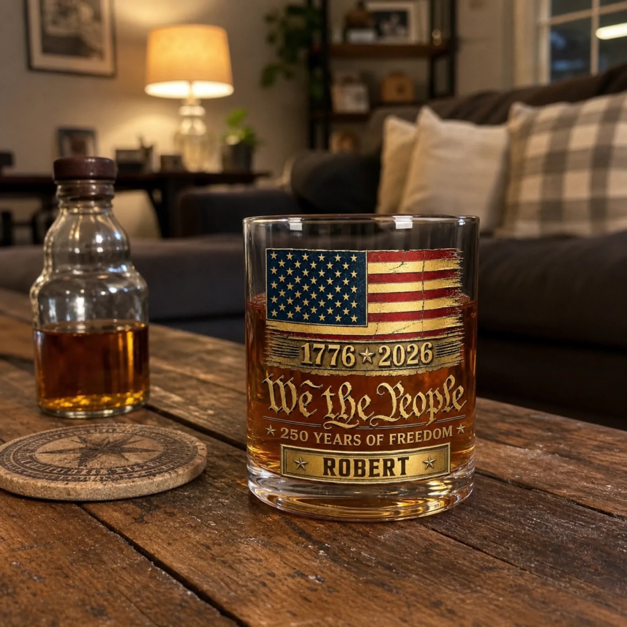 Custom 11oz Whiskey Glass - Personalized America 250th Anniversary Gifts For Women, Men - Red White And Proud