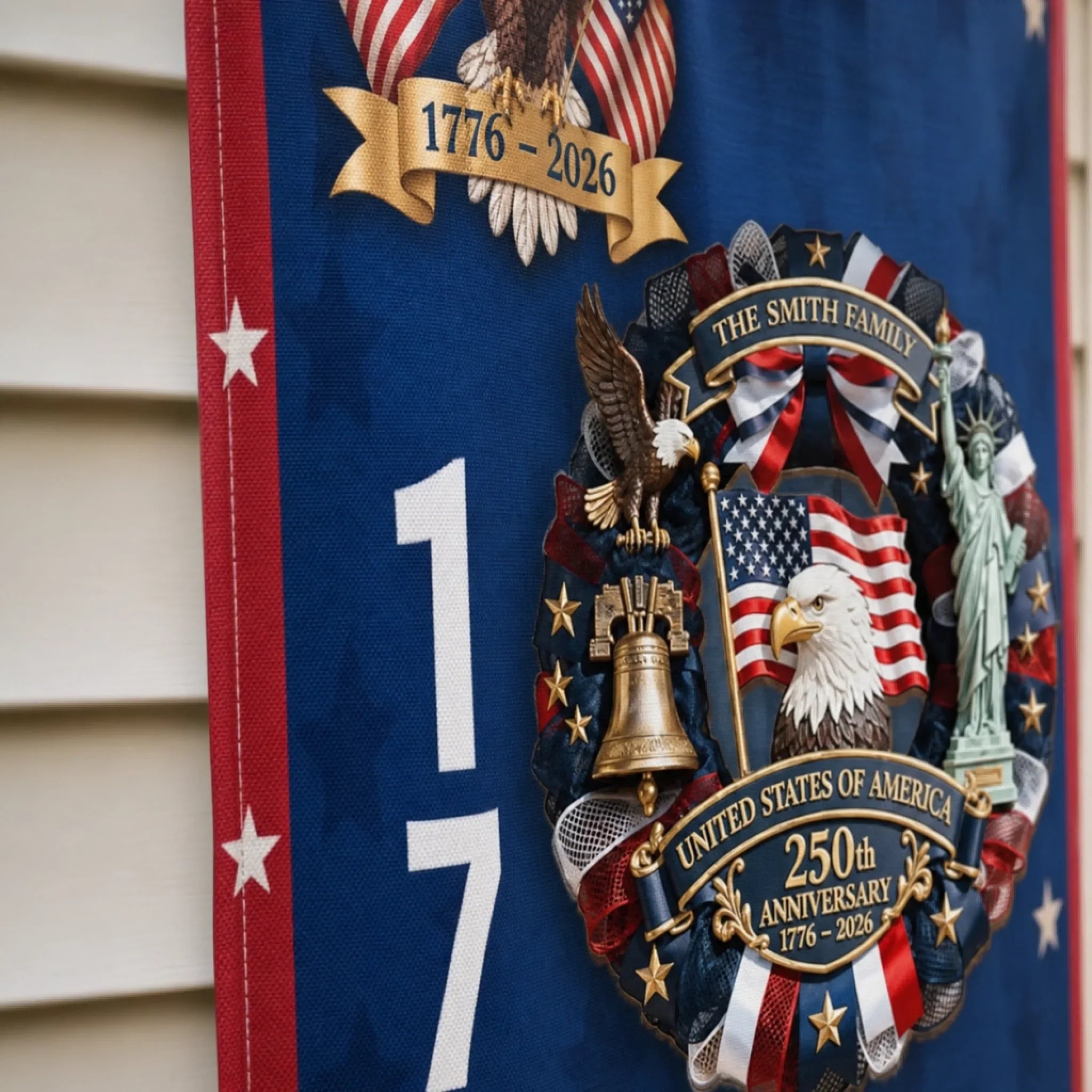 Custom Porch Banner Set - Personalized America 250th Anniversary Gifts For Mom, Dad, Brother, Sister, Kids - Freedom Never Fades
