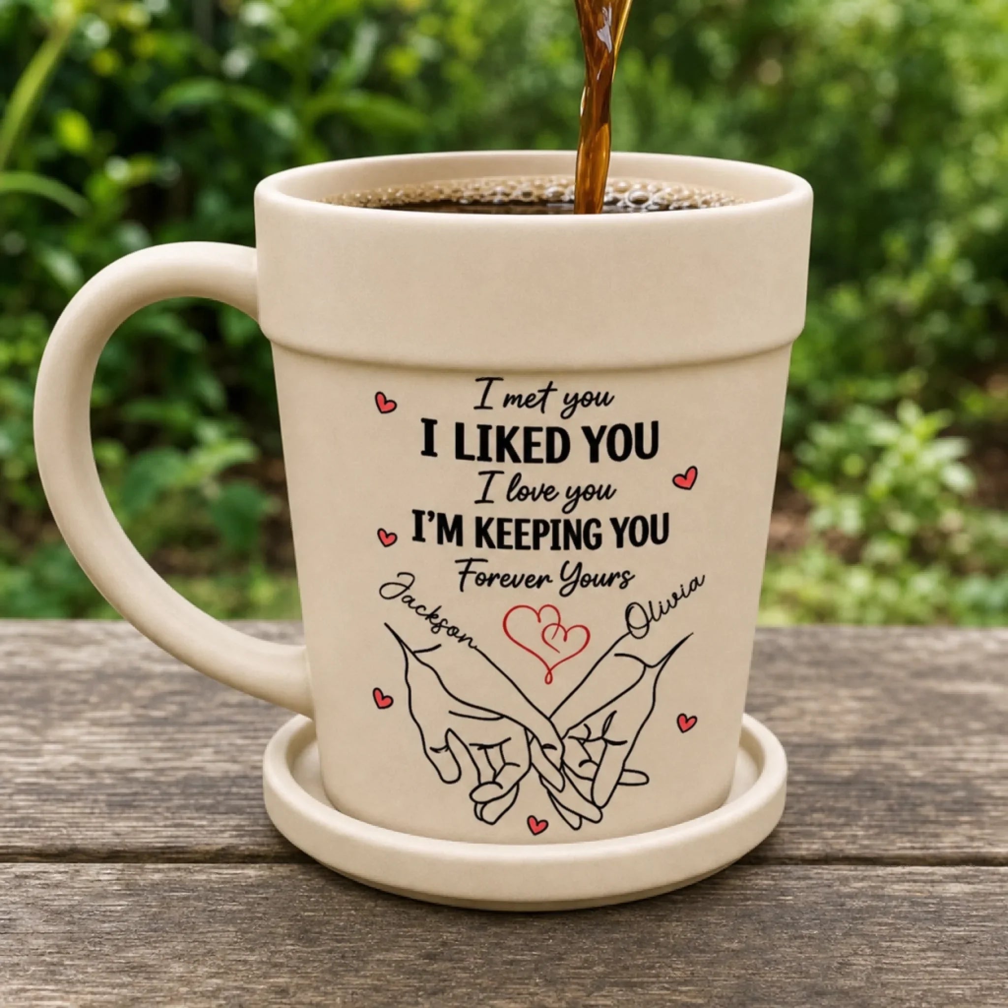 Custom Plant Pot Ceramic Mug - Personalized Birthday Garden Gifts For Husband And Wife, Him And Her - A Promise Kept Forever
