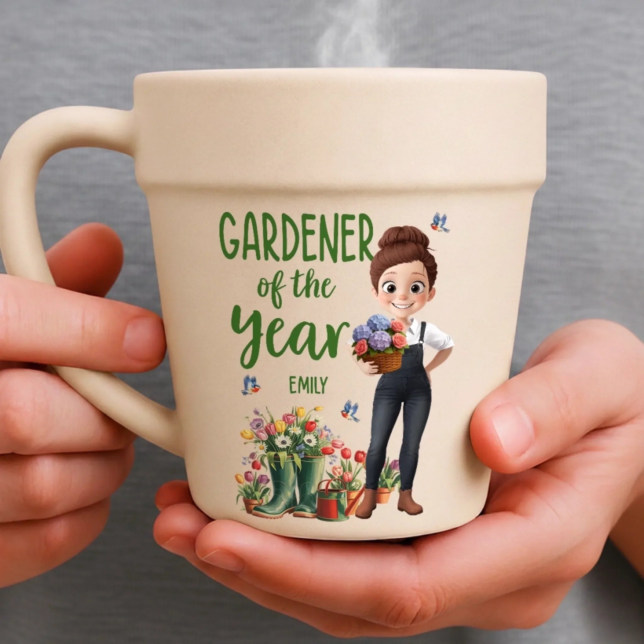 Custom Plant Pot Ceramic Mug - Personalized Birthday Garden Gifts For Gardeners - My Happy, Blooming Sanctuary
