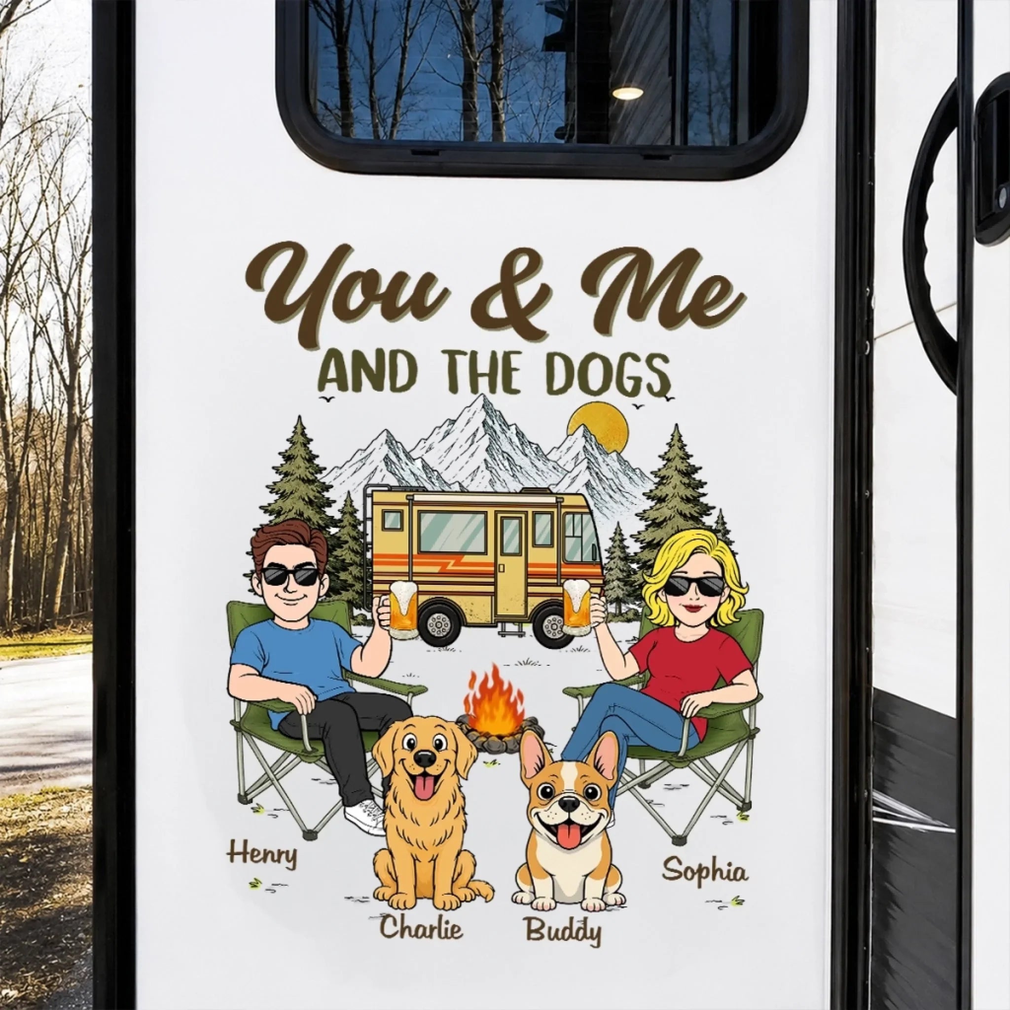 Custom RV Decal -Personalized Anniversary Wedding Camping Gifts For Campers, Husband And Wife, Him And Her, Dog Cat Lovers, Dog Dad And Mom - Adventure Together