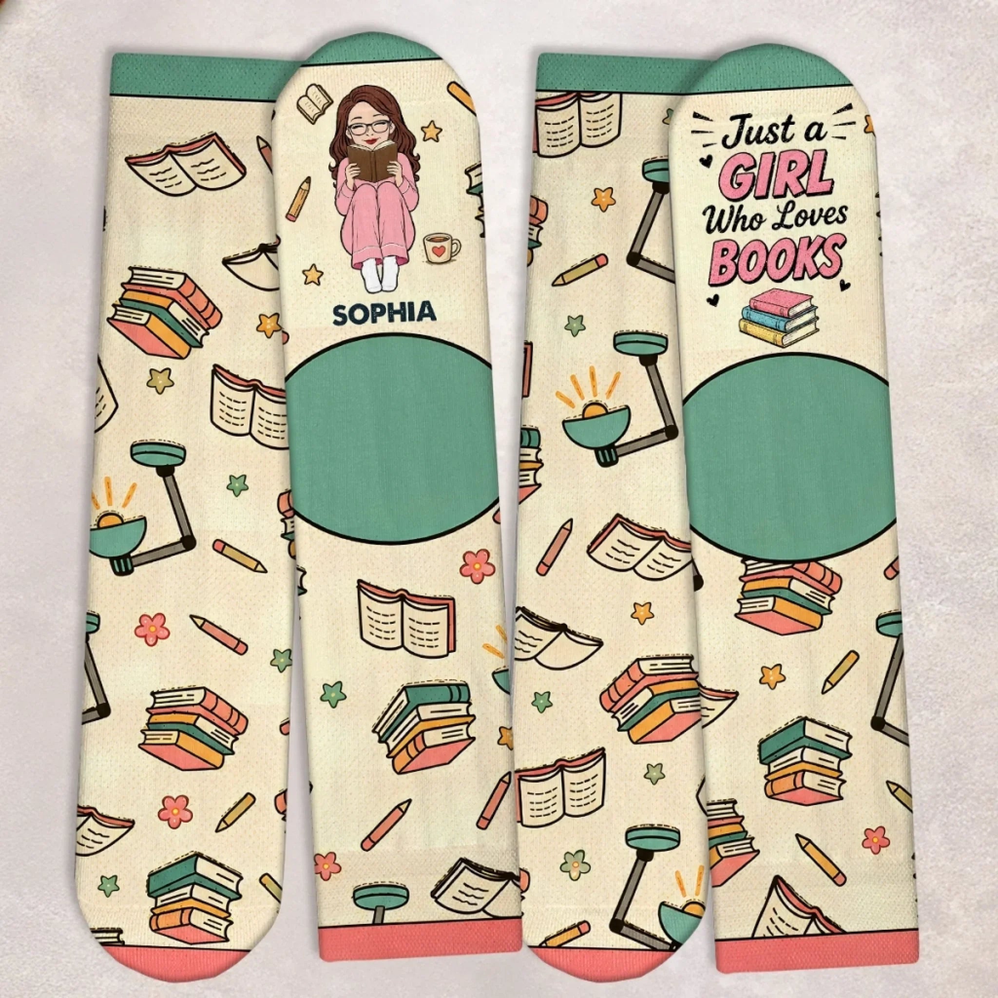 Custom Crew Socks - Personalized Bookish Gifts For Book Lovers, Bookworms, Readers - I'd Rather Be Reading