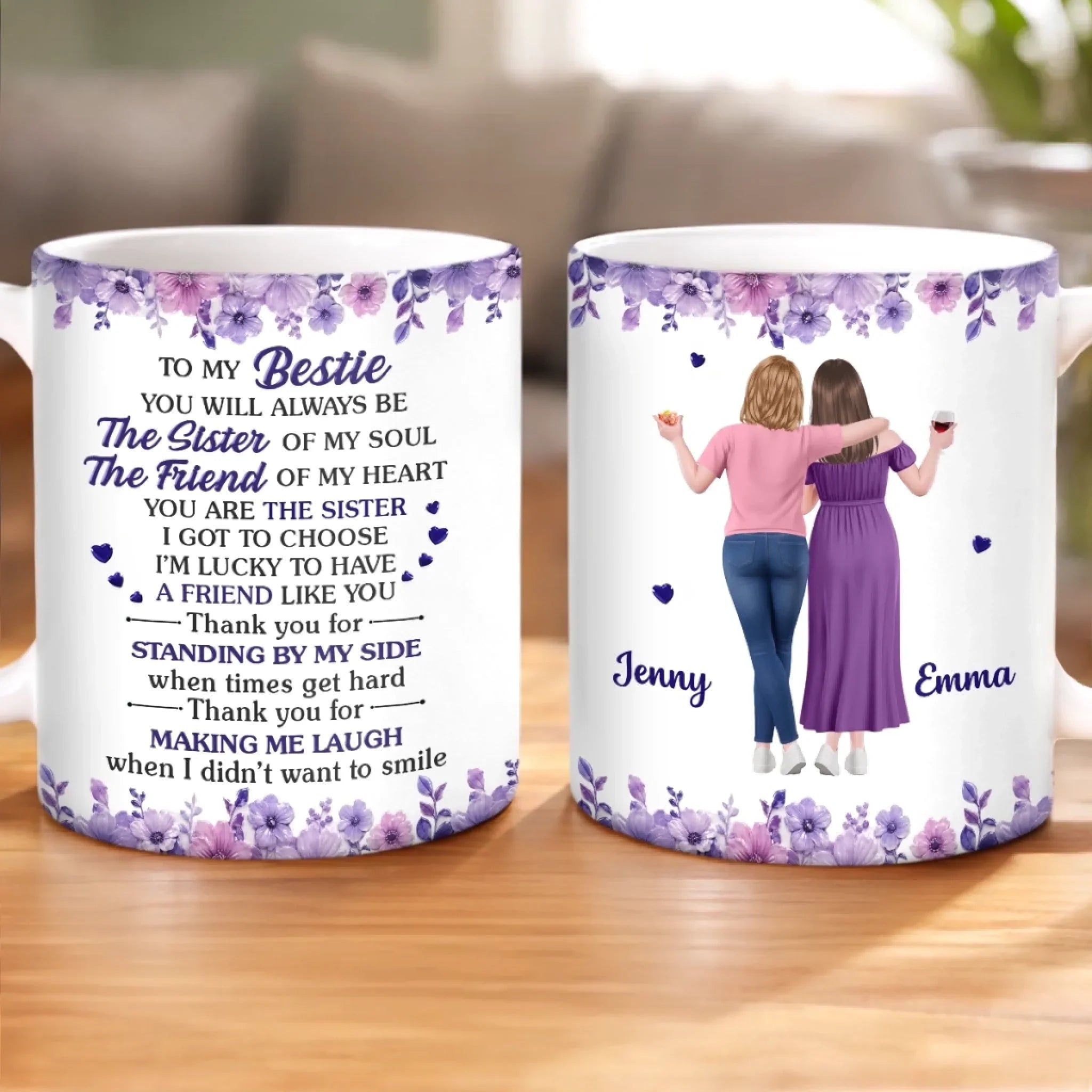Custom Mug - Personalized Best Friend Birthday Gifts For Women, Besties, Sisters, BFF - Besties For Life