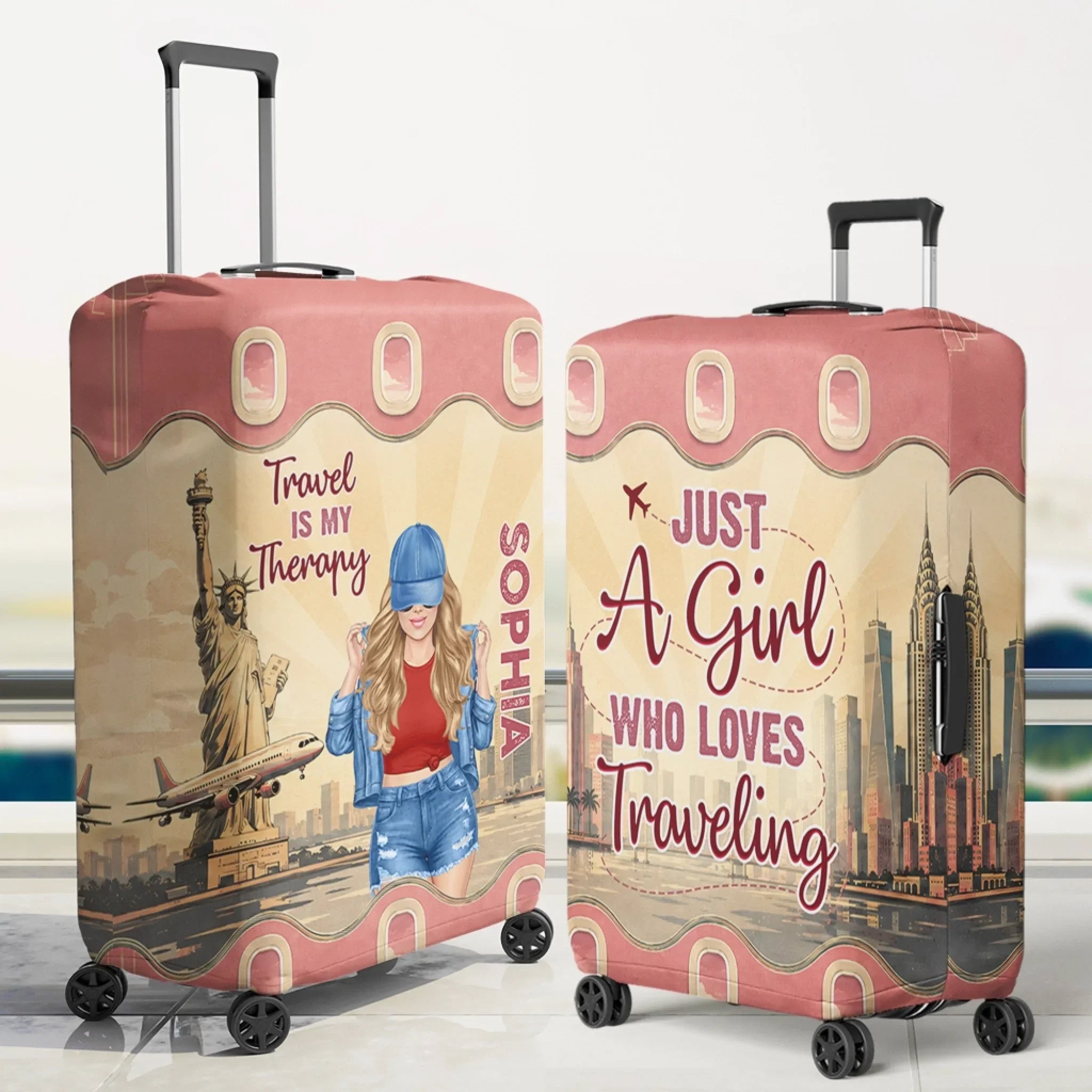 Custom Luggage Cover - Personalized Summer Vacation And Travel Gifts For Women, Besties, Sisters, BFF - Born To Explore