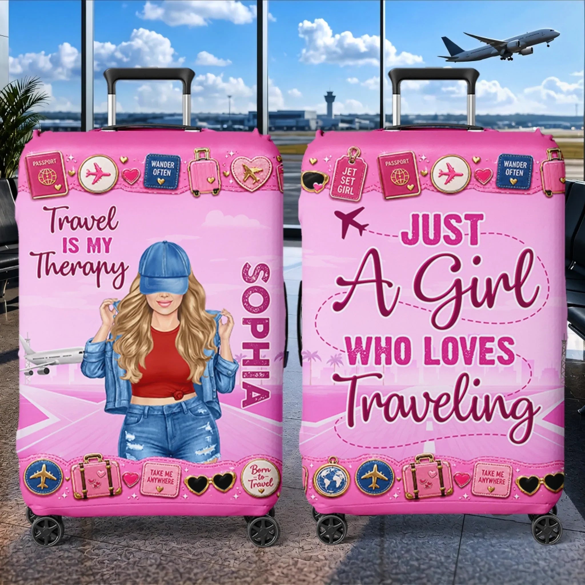 Custom Luggage Cover - Personalized Summer Vacation And Travel Gifts For Women, Besties, Sisters, BFF - Collecting Memories Worldwide