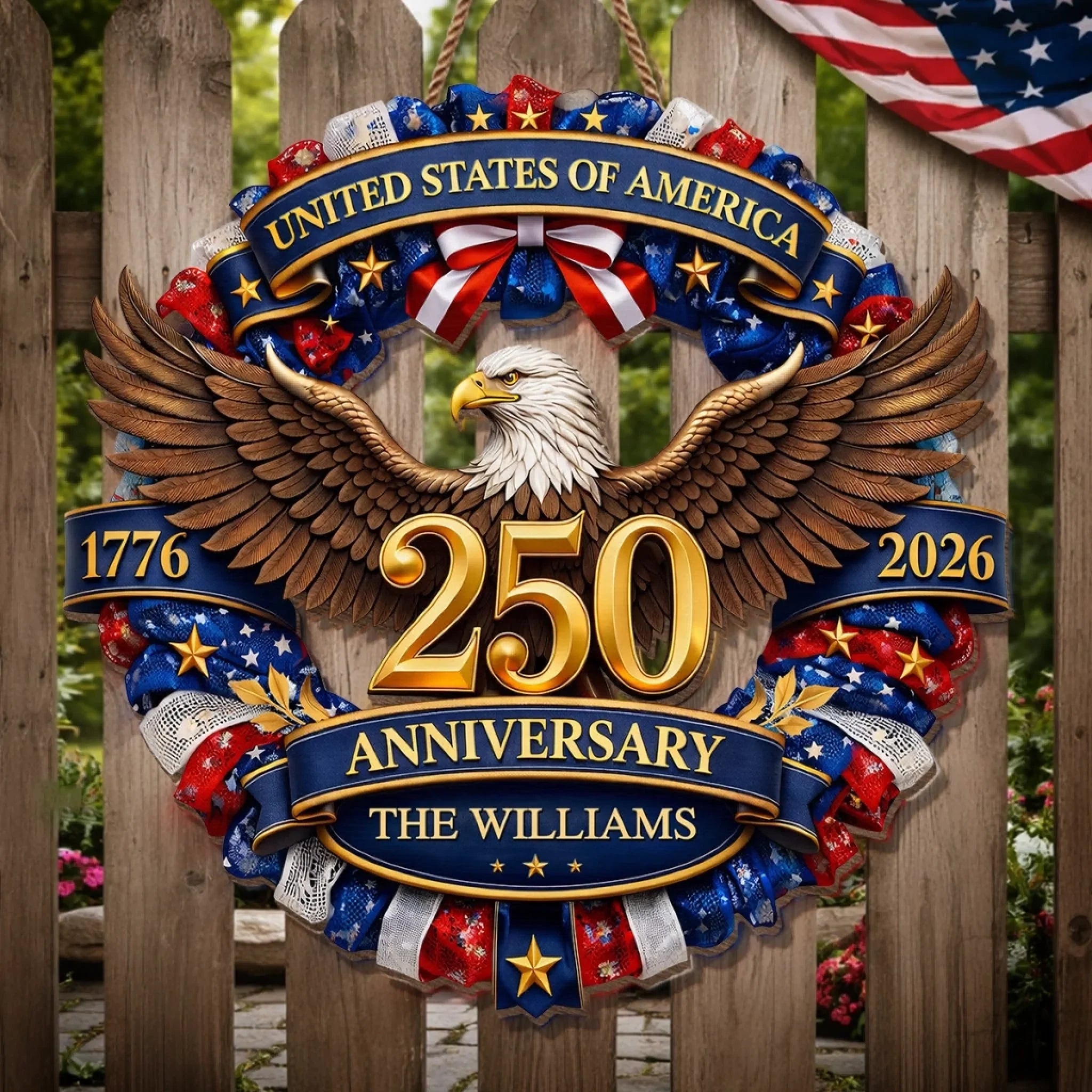 Custom Wood Sign - Personalized America 250th Anniversary Gifts For Mom, Dad, Brother, Sister, Kids - Strength That Stands The Test Of Time