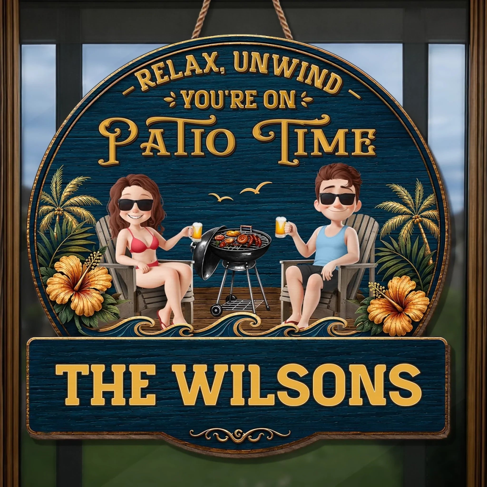 Custom Wood Sign - Personalized Summer Vacation And Travel Gifts For Husband And Wife, Him And Her - Grill Master, Party Captain