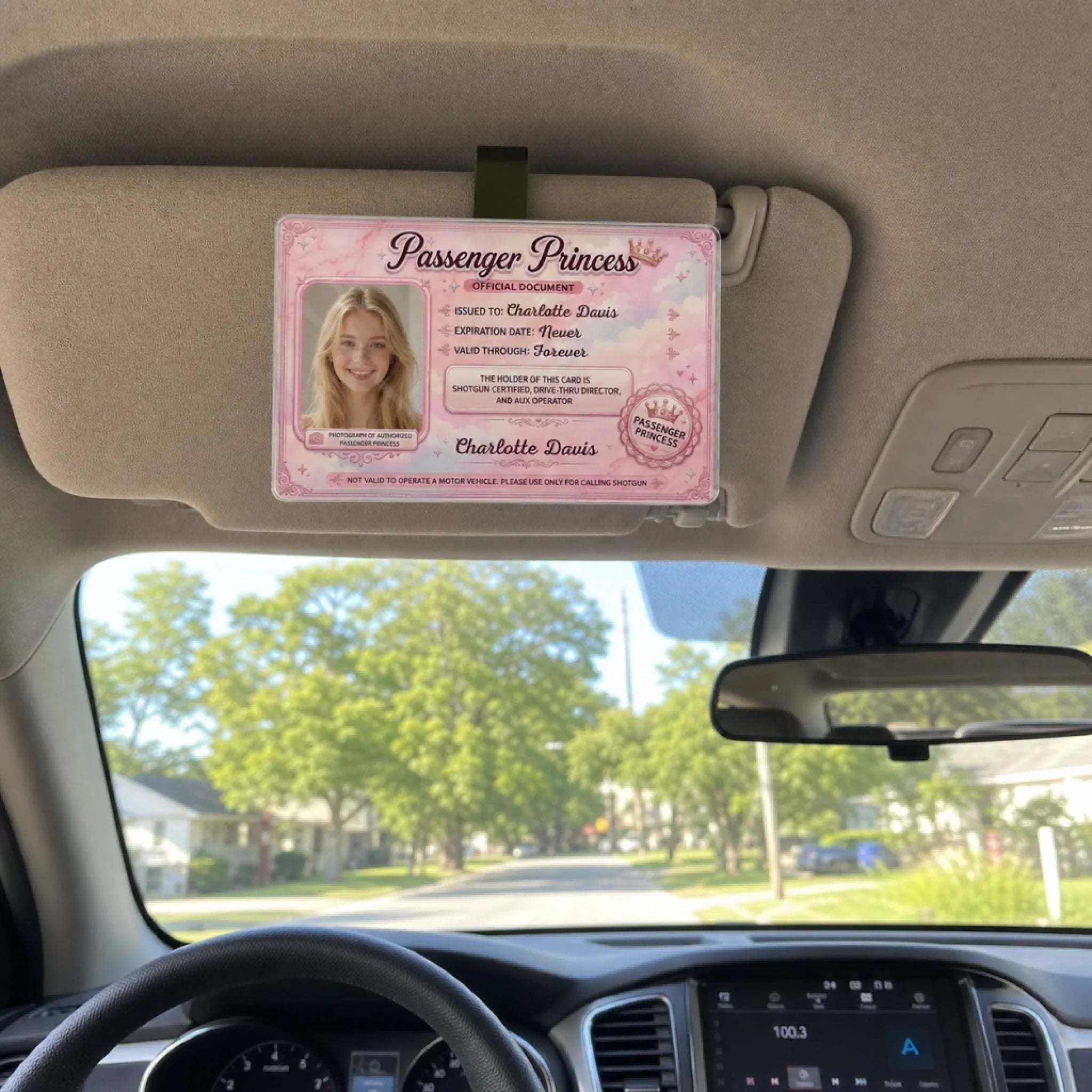Custom Photo Acrylic Car Visor Clip - Personalized Anniversary Wedding Gifts For Wife, Girlfriend - Certified Princess On Board