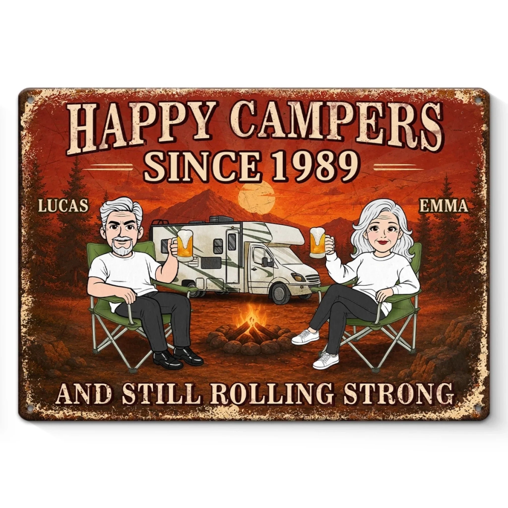 Custom Home Decor Metal Sign - Personalized Anniversary Wedding Camping Gifts For Campers, Husband And Wife, Him And Her - Lost In The Woods Together