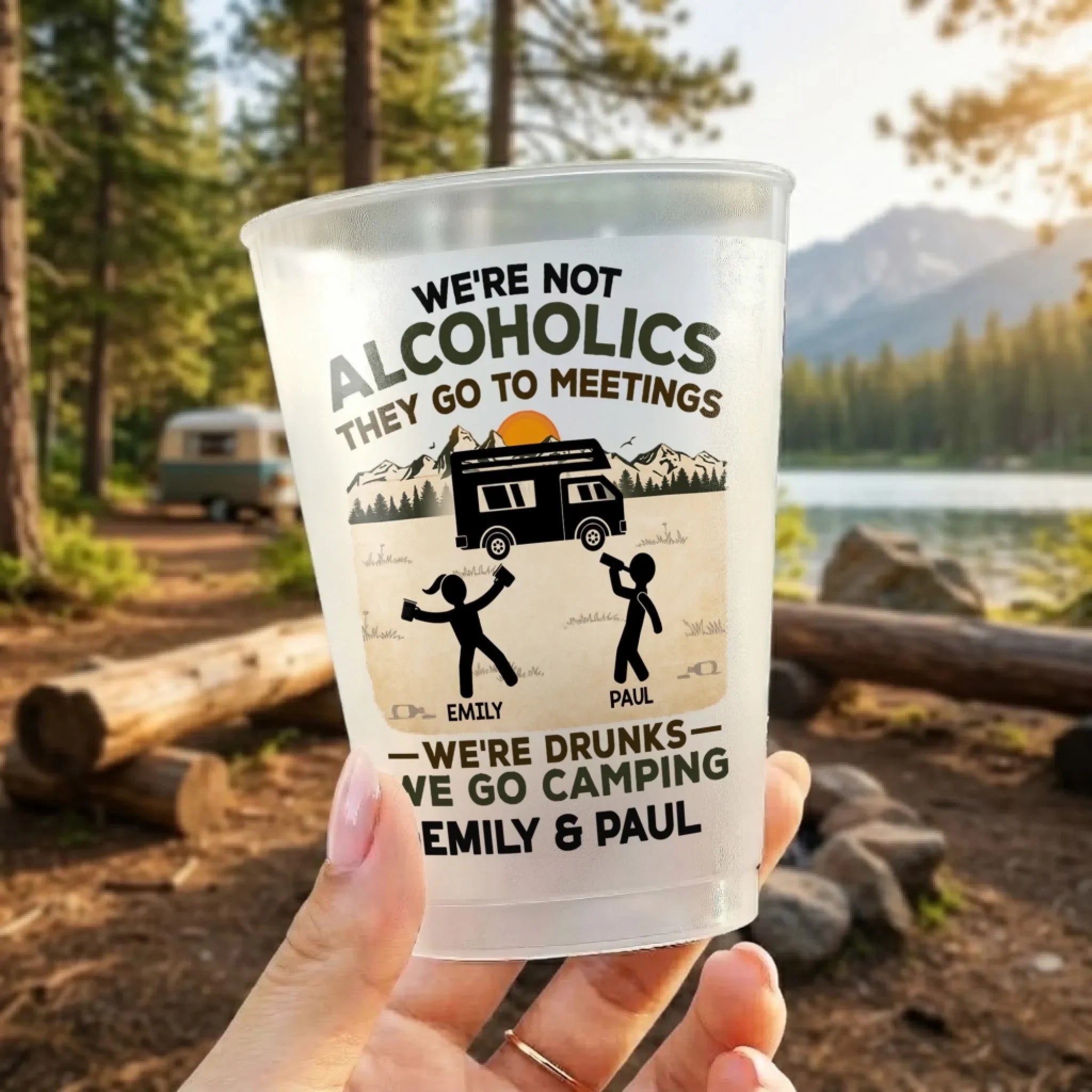 Custom Party Cups - Personalized Summer Vacation And Travel Camping Gifts For Campers, Mom, Dad, Brother, Sister, Kids - Wild And Free