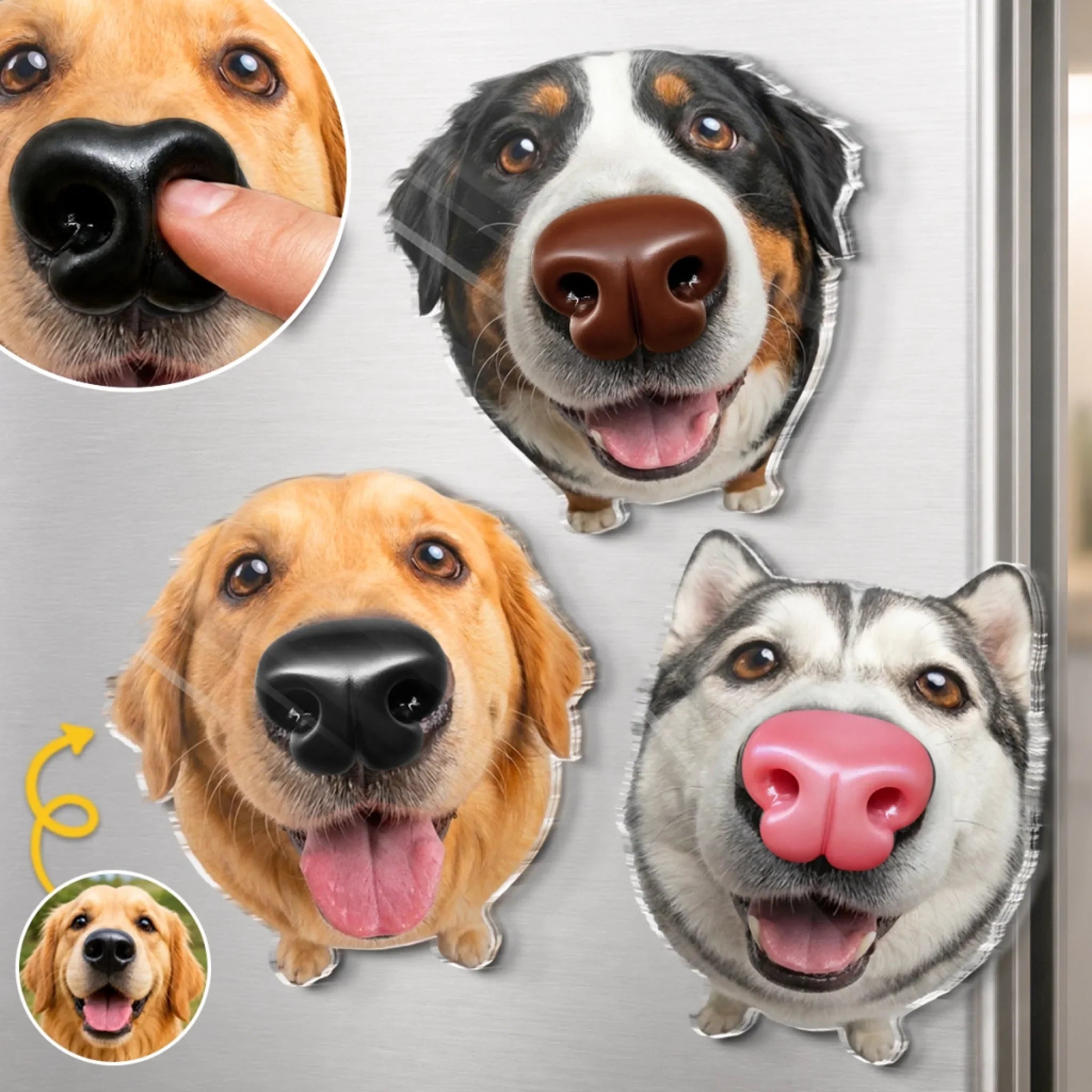 Custom Photo Dog Nose Squishy Fridge Magnet - Personalized Birthday Gifts For Dog Lovers, Dog Dad And Mom - Boop It, Love It
