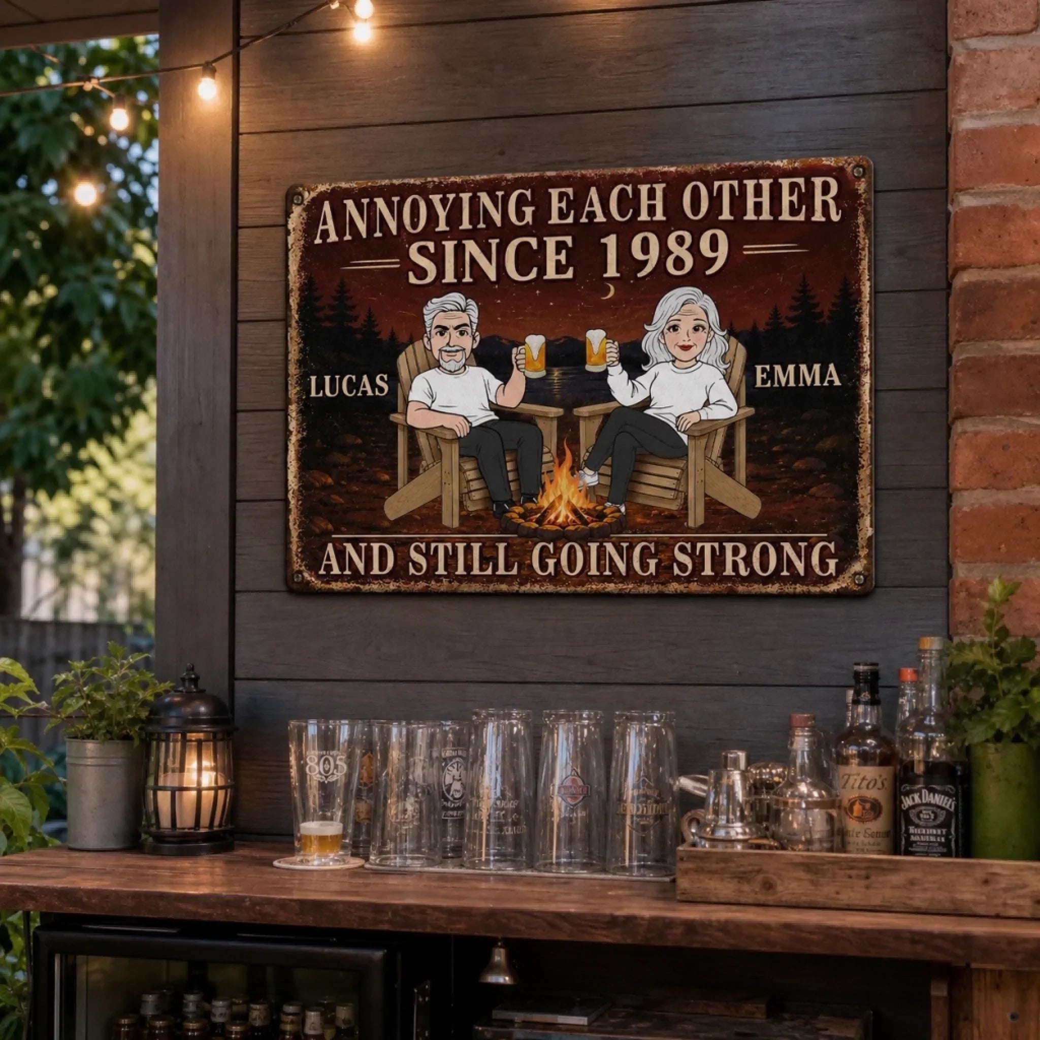 Custom Home Decor Metal Sign - Personalized Anniversary Wedding Gifts For Husband And Wife, Him And Her - Love Keeps Us Wild