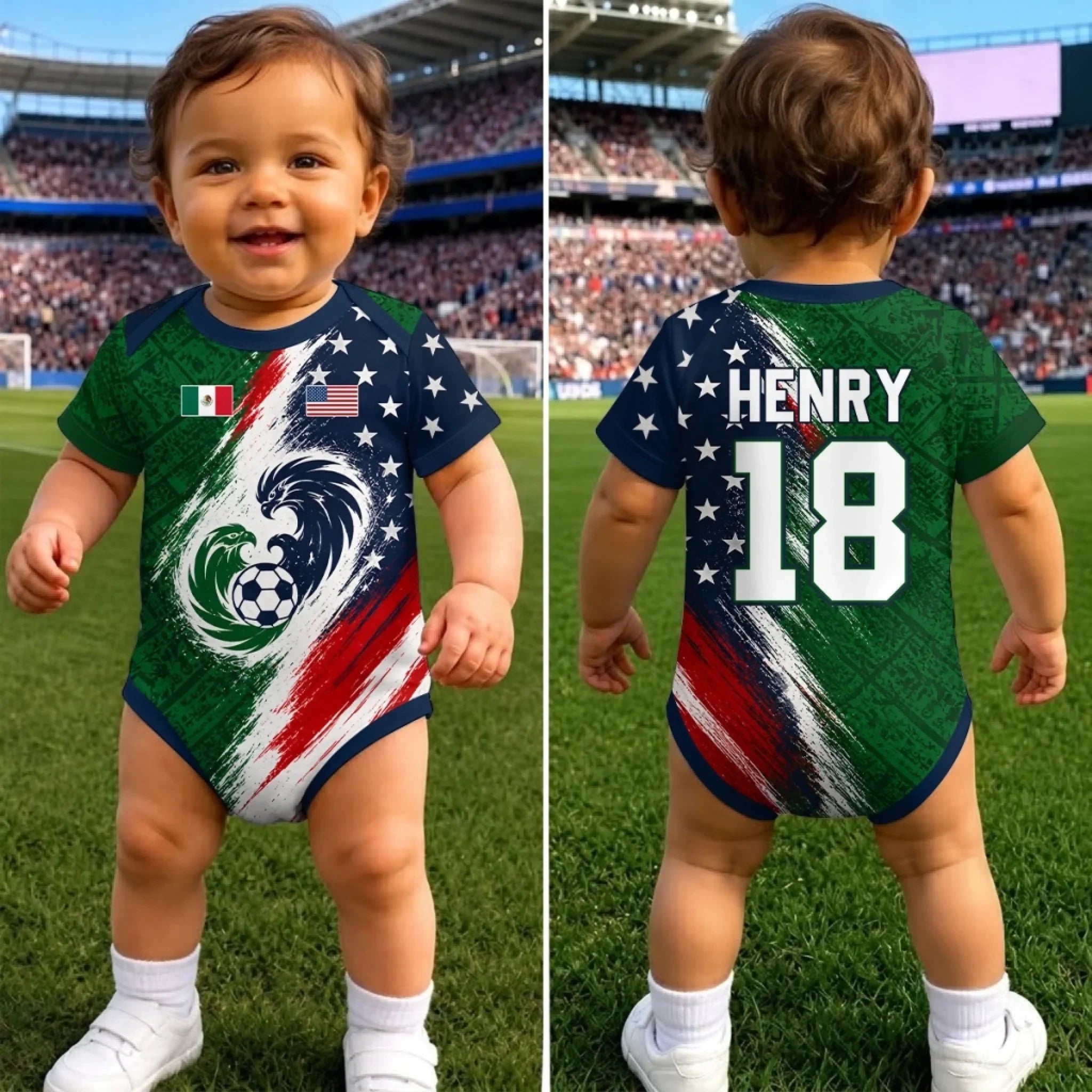 Custom World Football Baby Jersey Bodysuit
 - Personalized Baby Shower, Gender Reveal Gifts For New Moms, New Dads, Football Lovers - Future Football Legend In Training