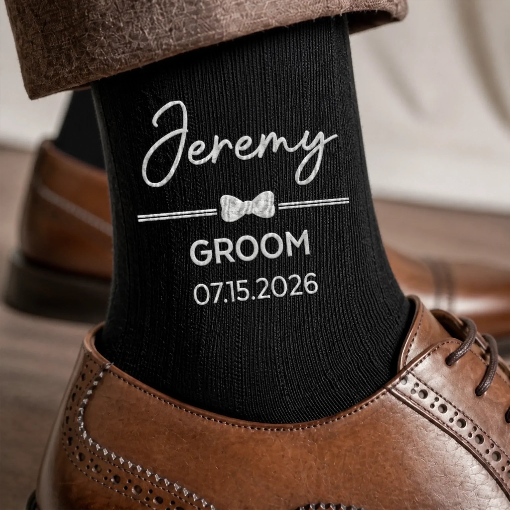 Custom Embroidered Socks - Personalized Groomsmen Proposal Wedding Gifts For Groomsmen - The Groomsmen Crew