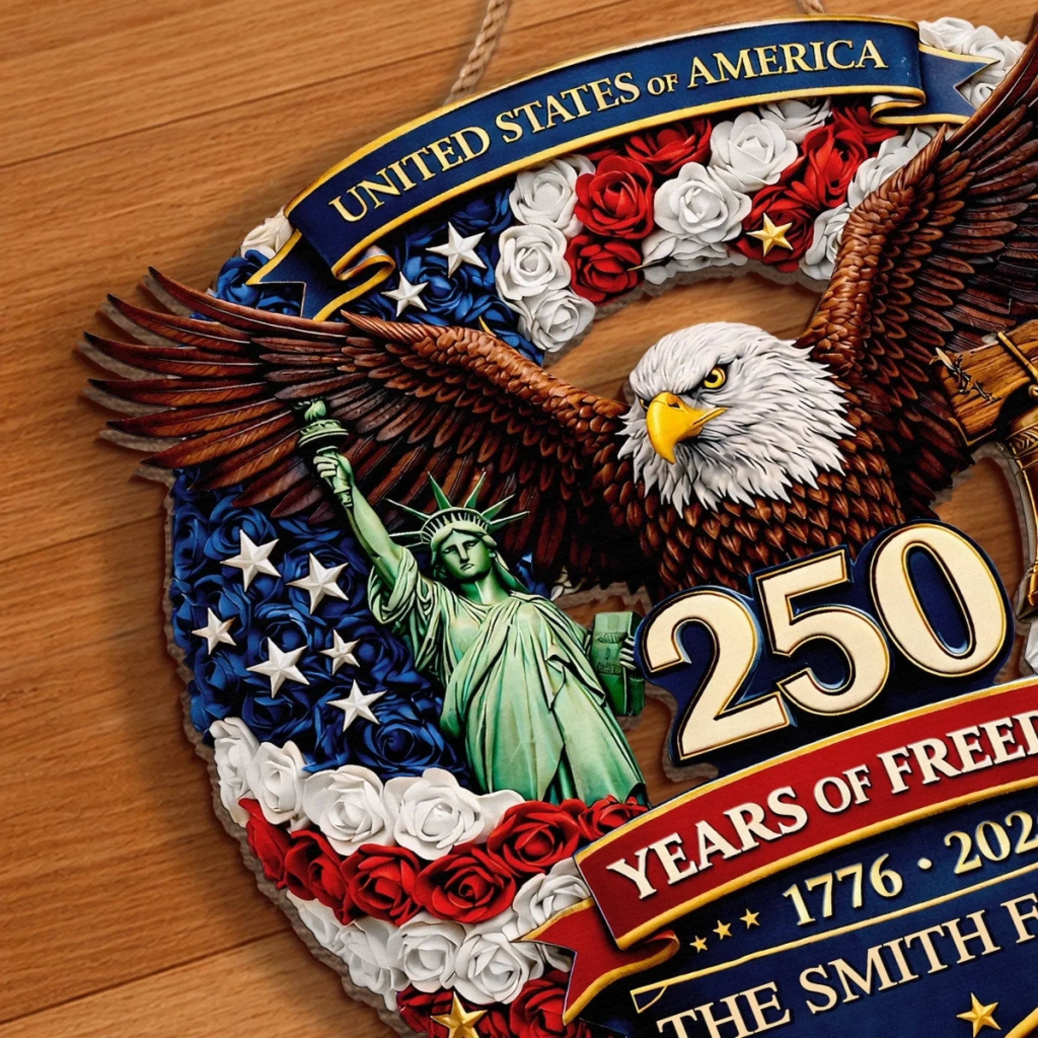 Custom Wood Sign - Personalized America 250th Anniversary Gifts For Mom, Dad, Brother, Sister, Kids - Proud Hearts, Strong Nation