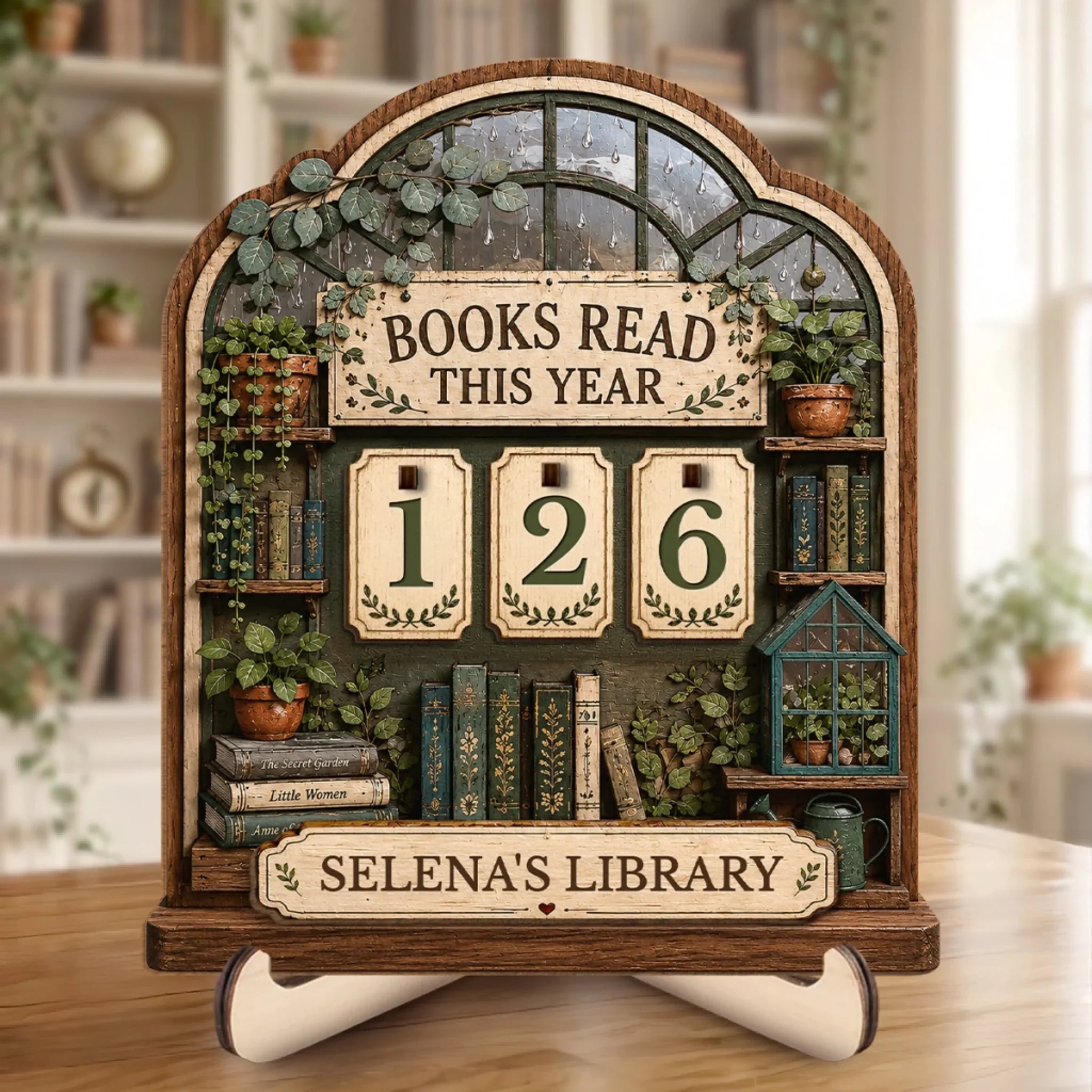 Custom Wooden Tracker Sign - Personalized Bookish Gifts For Book Lovers, Bookworms, Readers - Books Are My Escape