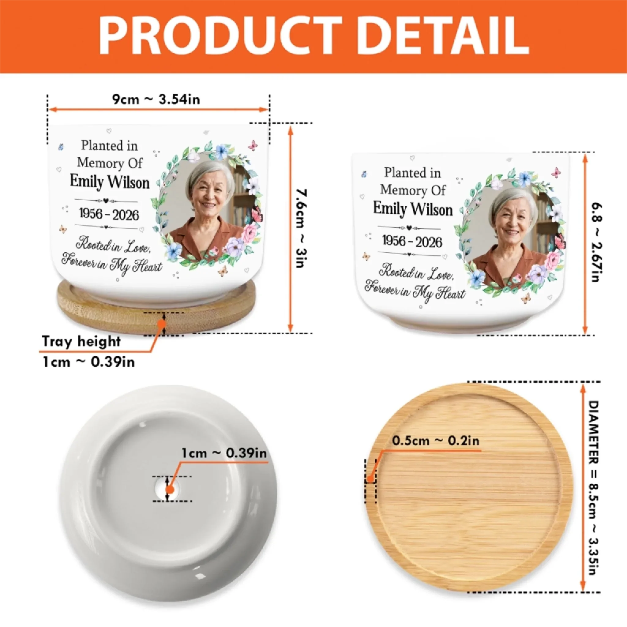 Custom Photo Home Decor Ceramic Plant Pot -  Personalized Memorial Sympathy Gifts For Loss of Mom, Dad - Forever Loved Never Forgotten