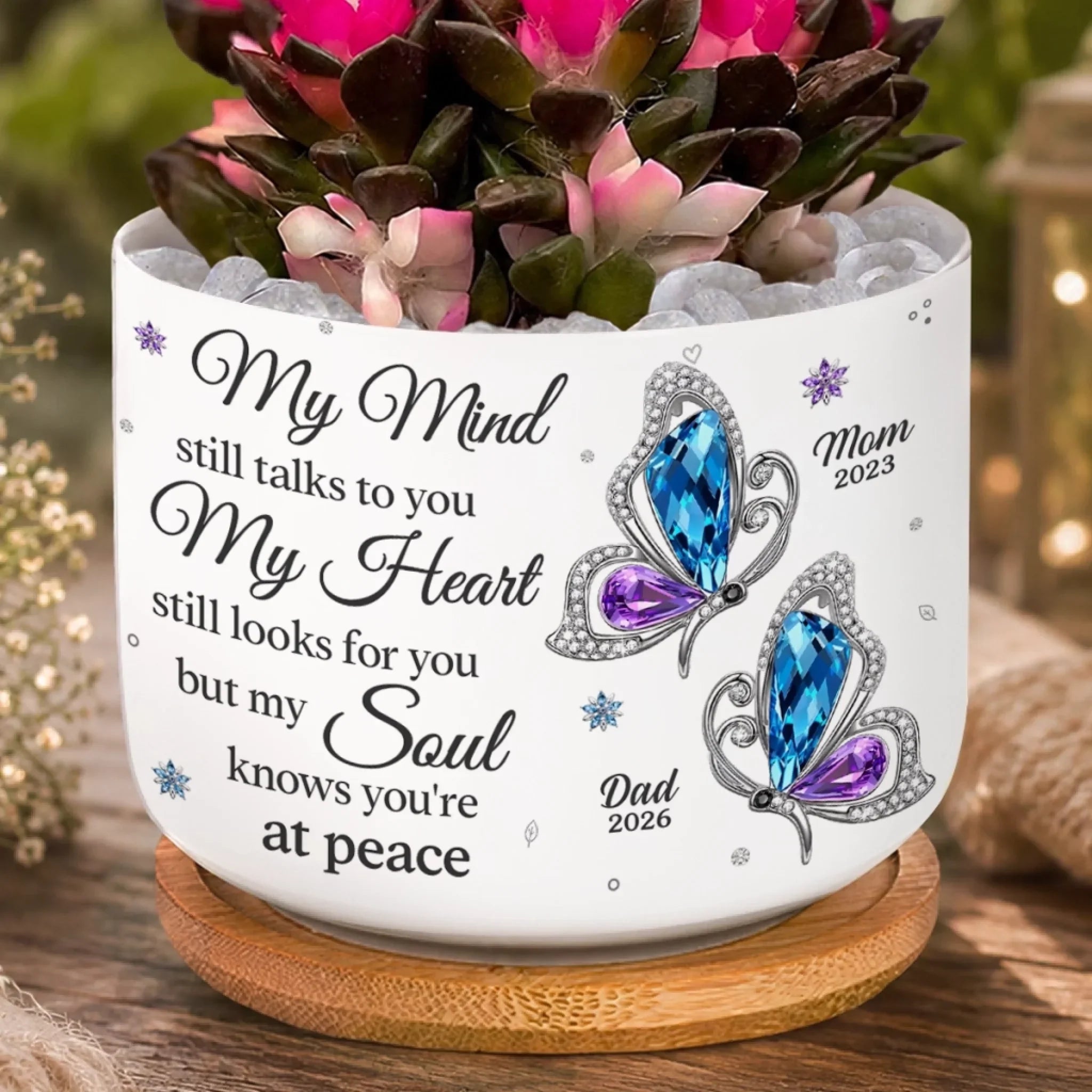 Custom Home Decor Ceramic Plant Pot -  Personalized Memorial Sympathy Gifts For Loss of Mom, Dad - Cardinal Visits From Heaven