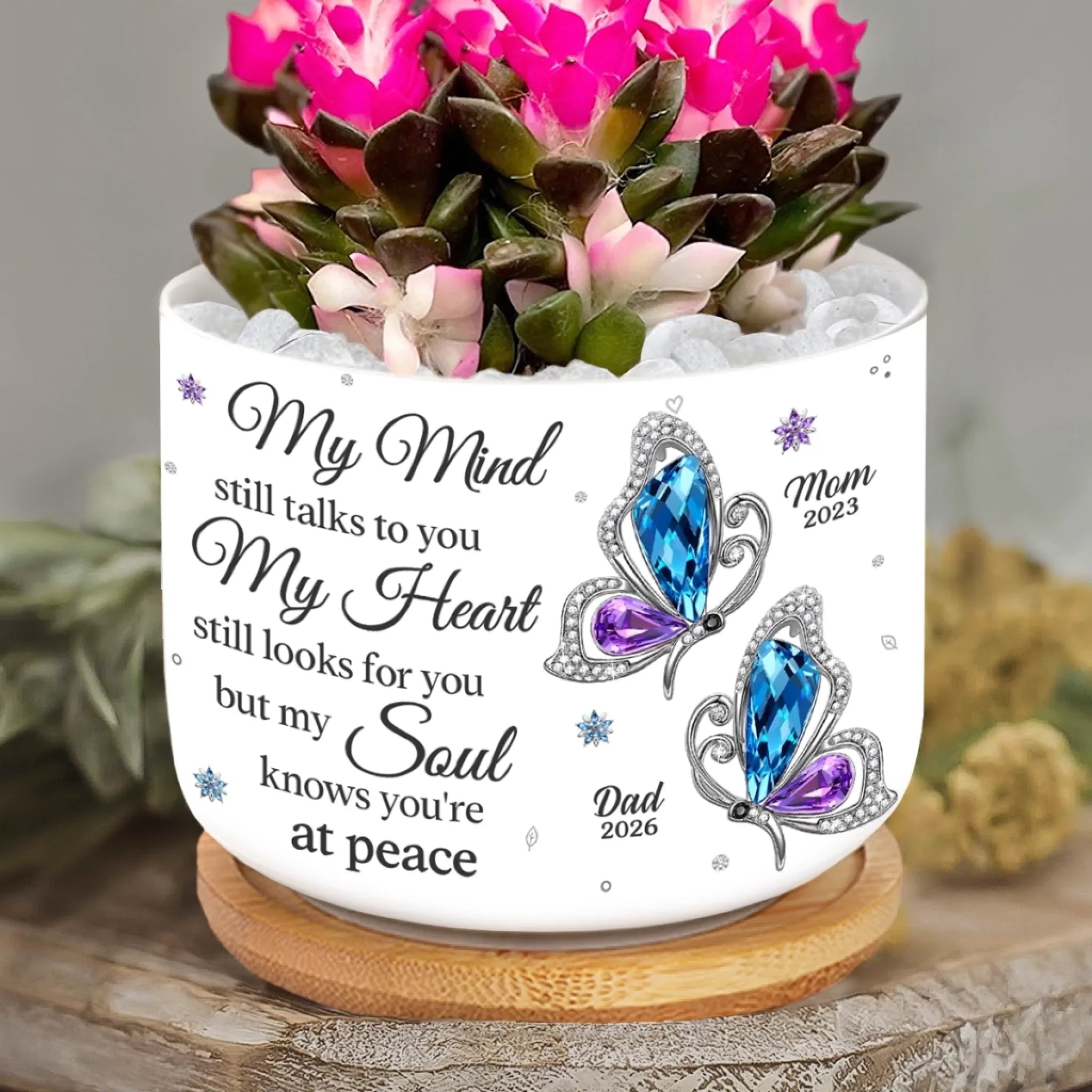 Custom Home Decor Ceramic Plant Pot -  Personalized Memorial Sympathy Gifts For Loss of Mom, Dad - Cardinal Visits From Heaven