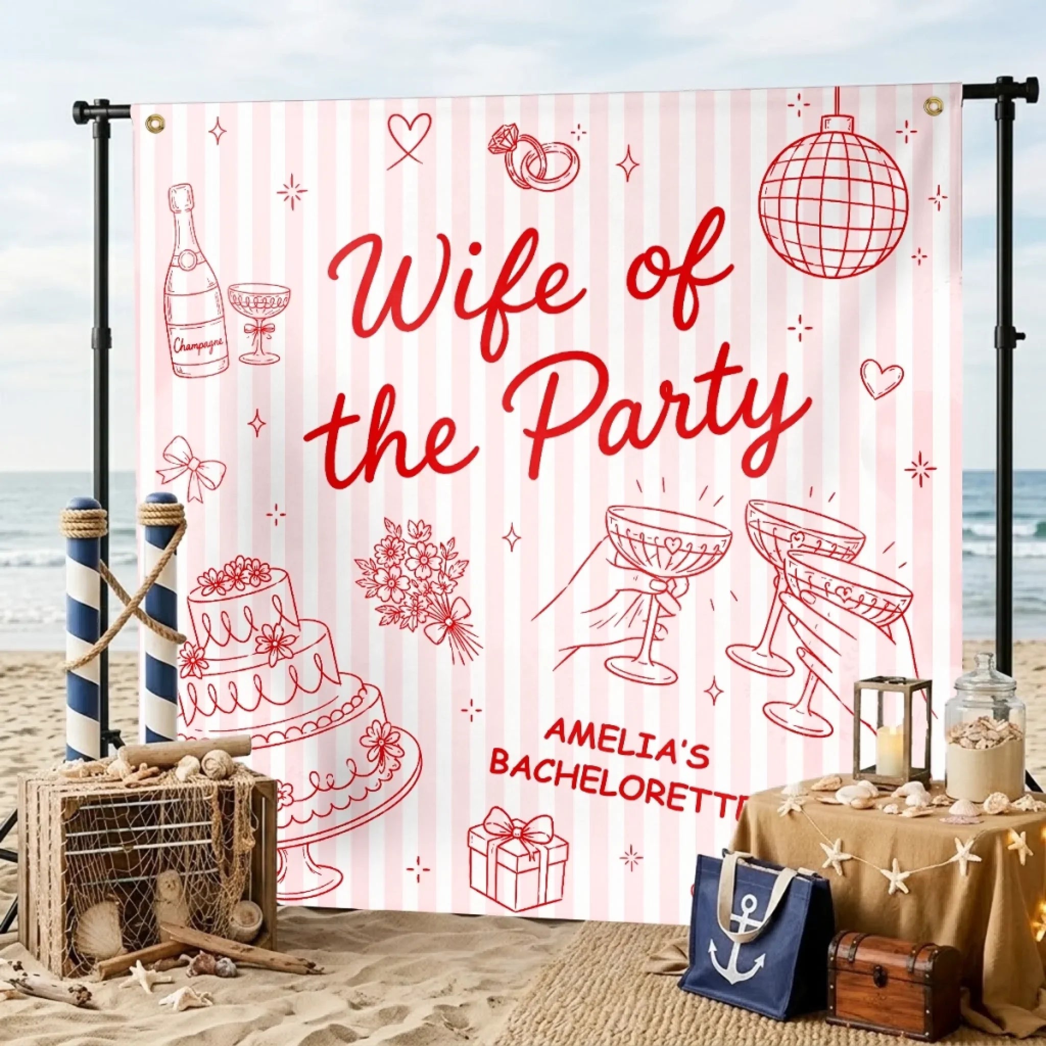 Custom Backdrop - Personalized Summer Vacation And Travel Gifts For Best Friends, Family - Wife Of The Party