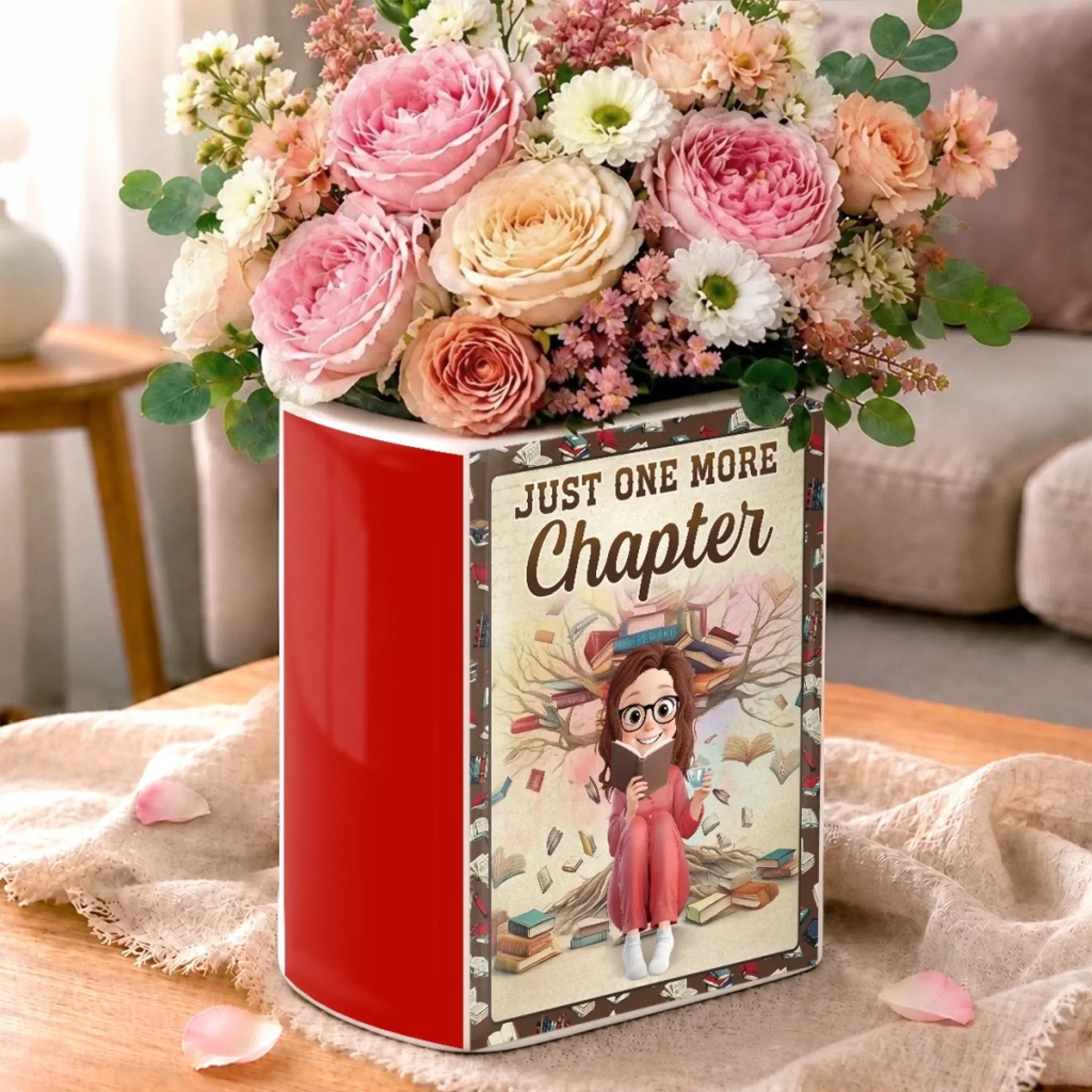 Custom Book Vase - Personalized Bookish Gifts For Book Lovers, Bookworms, Readers - Booked All Day