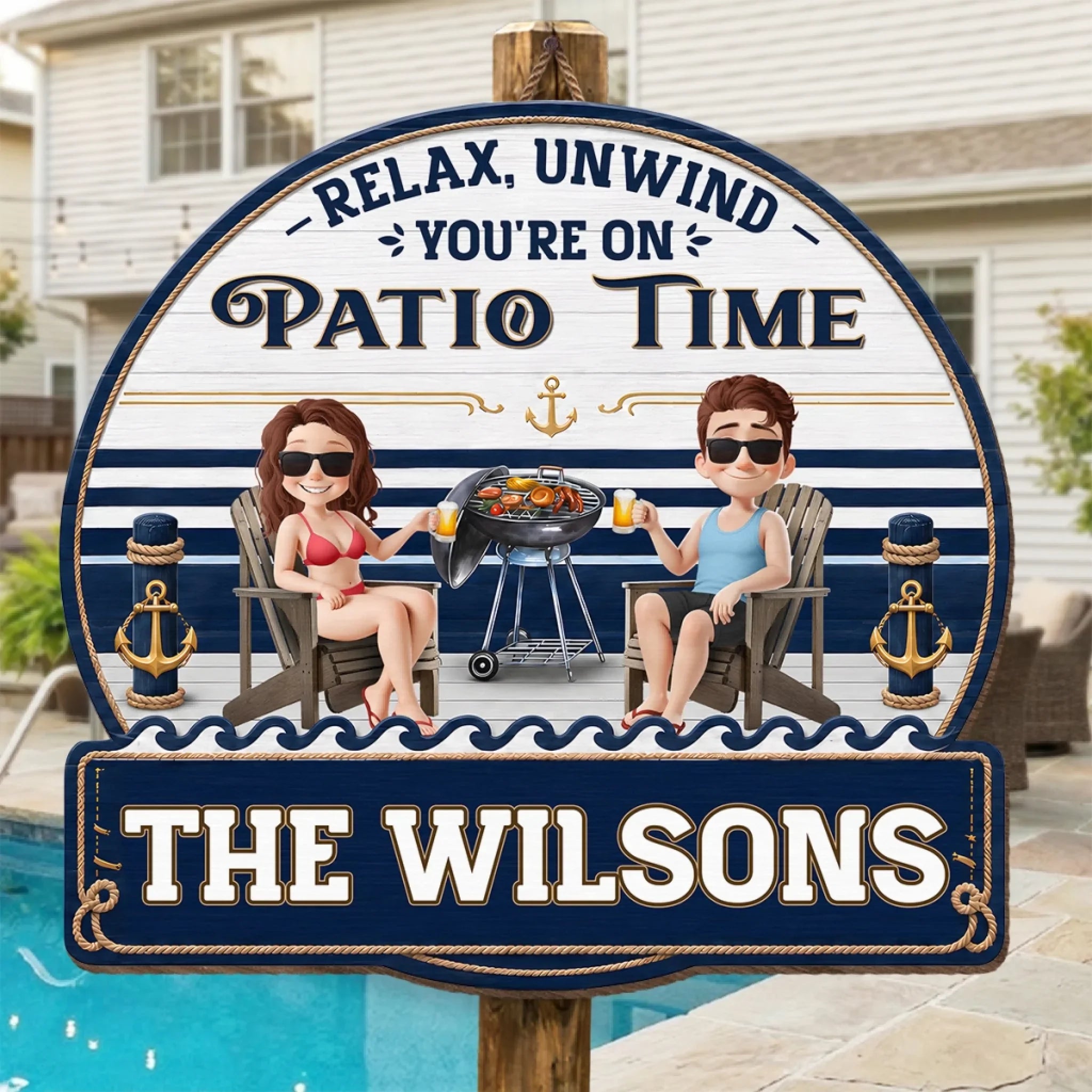 Custom Wood Sign - Personalized Summer Vacation And Travel Gifts For Husband And Wife, Him And Her - Chilling With The Grill Master