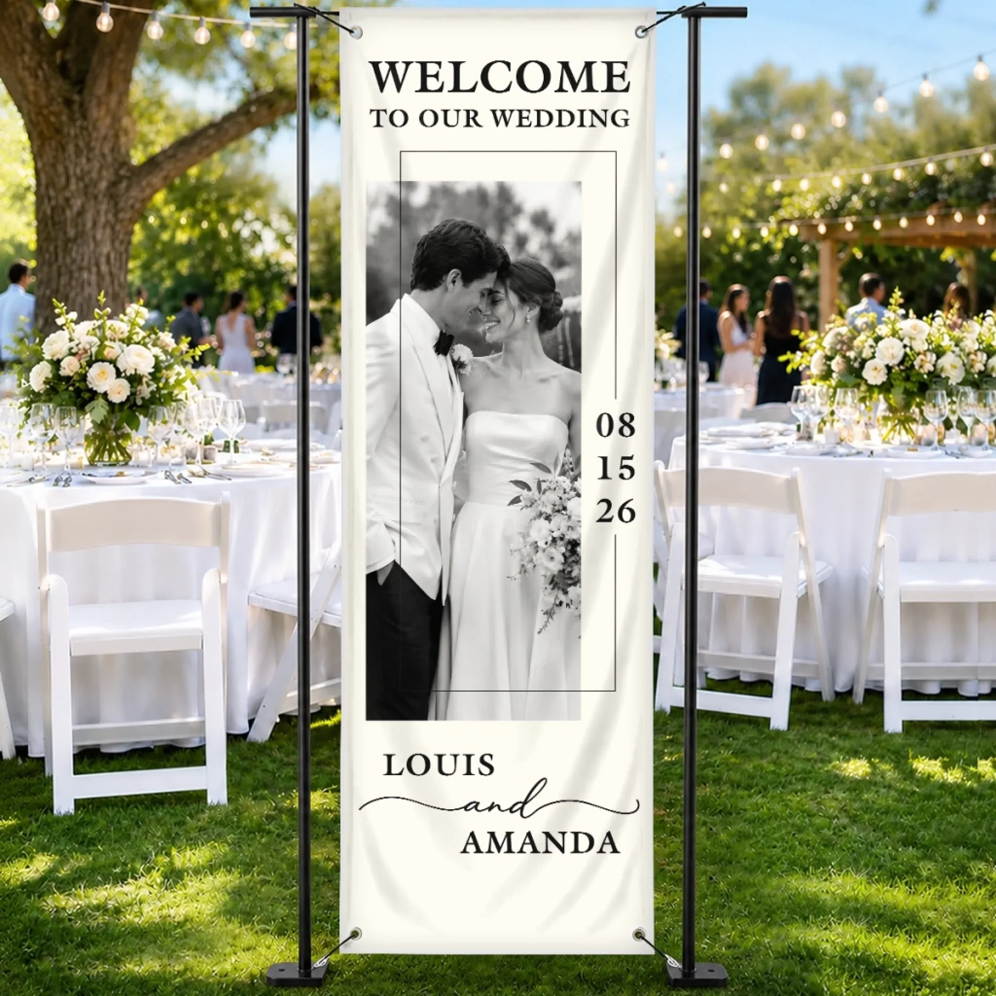 Custom Photo Welcome Banner - Personalized Anniversary Wedding Gifts For Husband And Wife, Him And Her - The Beginning Of Our Forever Story