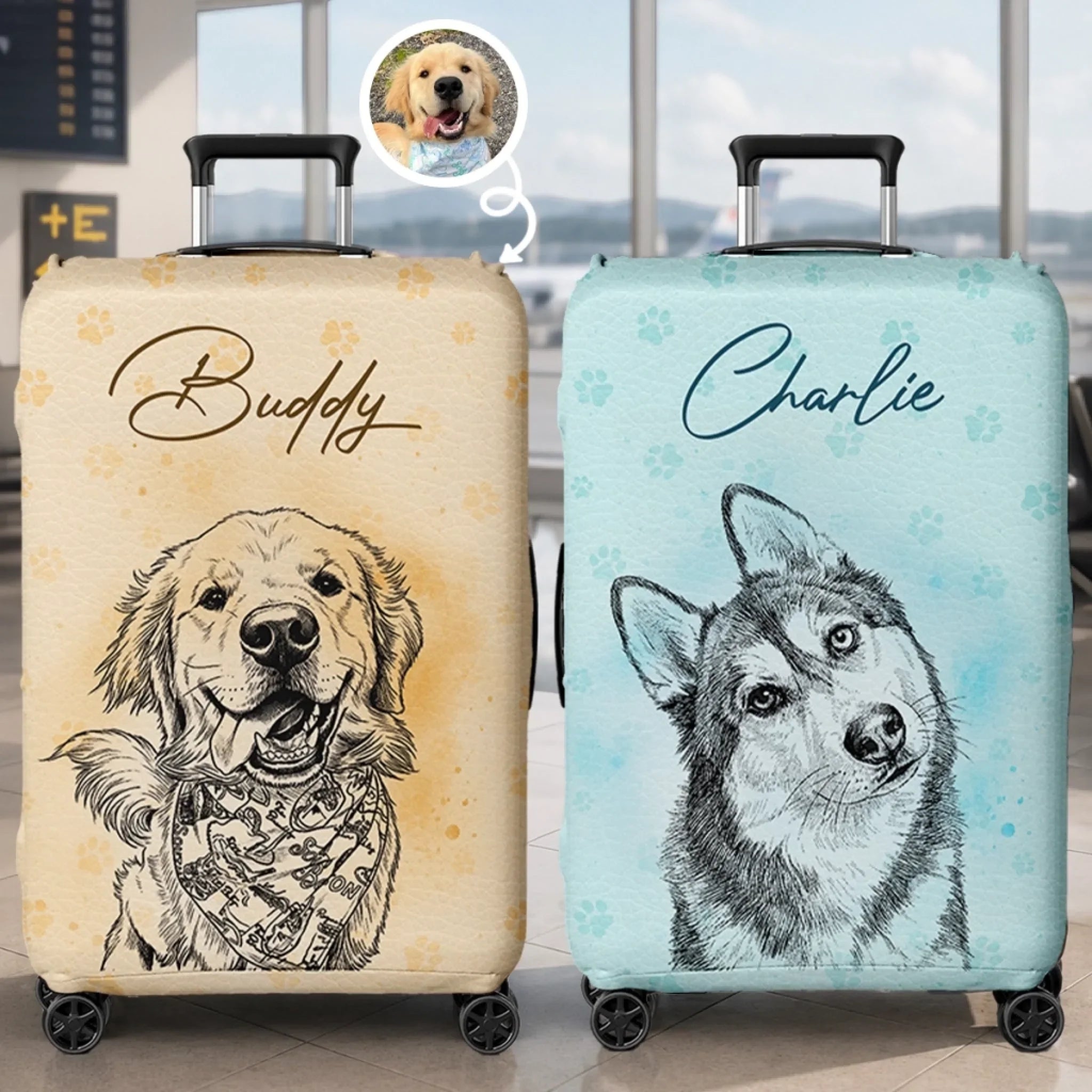 Custom Photo Luggage Cover - Personalized Summer Vacation And Travel Gifts For Dog Cat Lovers, Dog Dad And Mom, Cat Owners - My Favorite Travel Partner