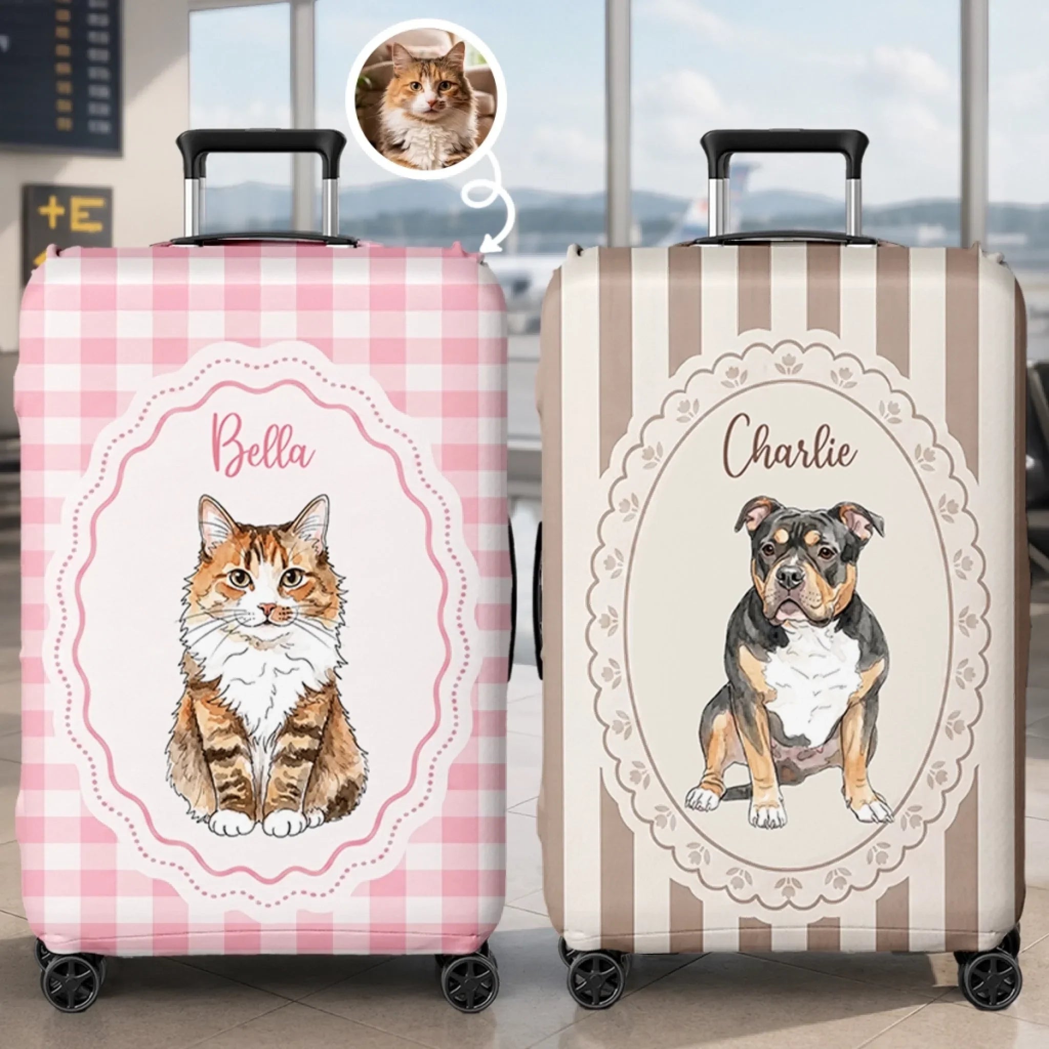 Custom Photo Luggage Cover - Personalized Summer Vacation And Travel Gifts For Dog Cat Lovers, Dog Dad And Mom, Cat Owners - Pawsport Ready