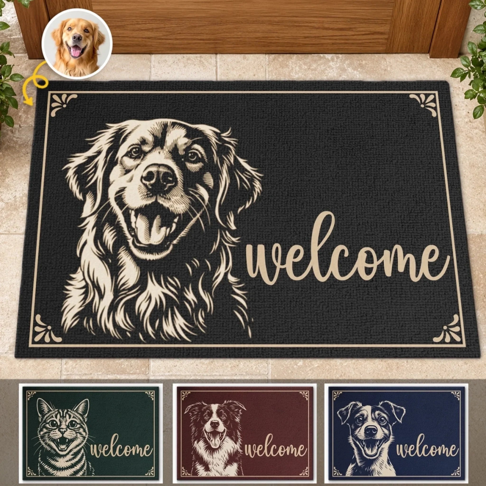 Custom Photo Home Decor Decorative Mat - Personalized Birthday Gifts For Dog Cat Lovers, Dog Dad And Mom, Cat Owners - My Best Friend Has Paws