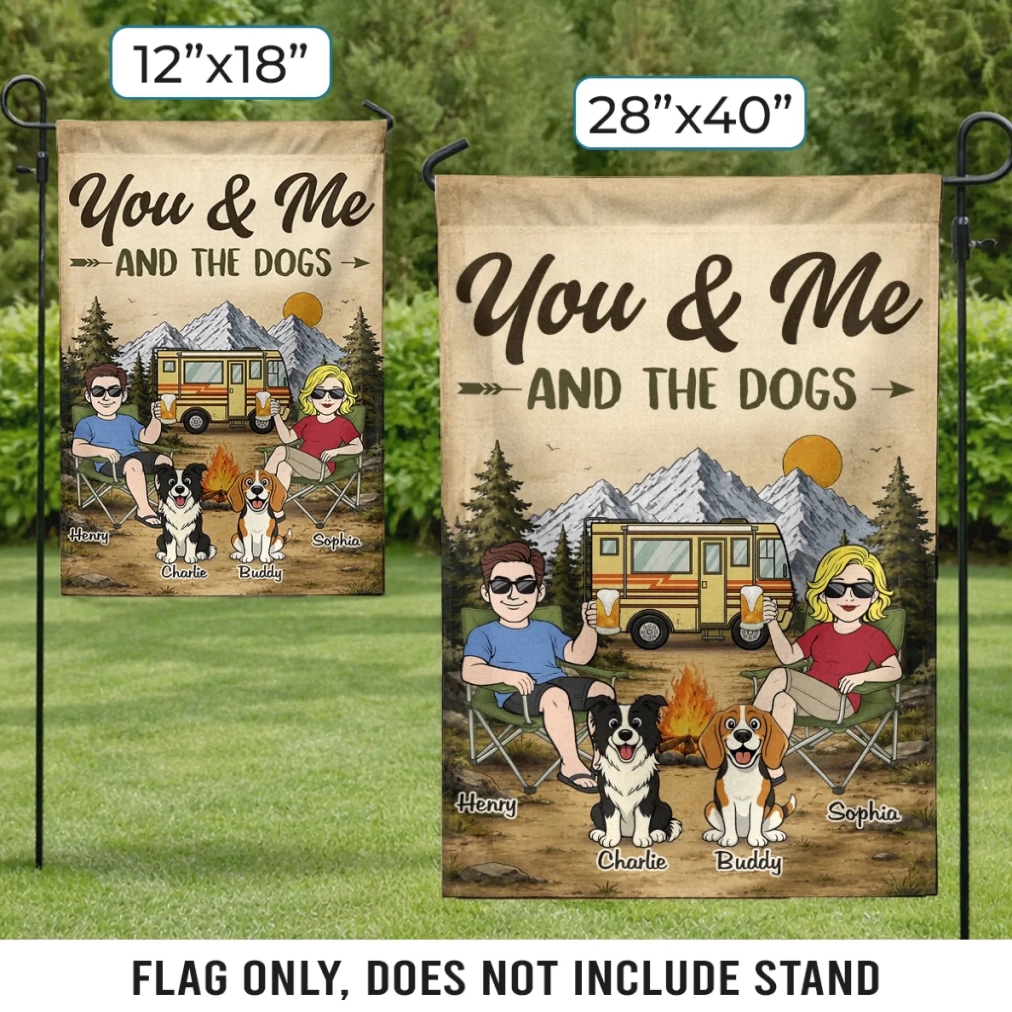 Custom Flag - Personalized Travel Camping Gifts For Campers, Husband And Wife, Him And Her, Dog Lovers, Dog Dad And Mom - Adventure Together