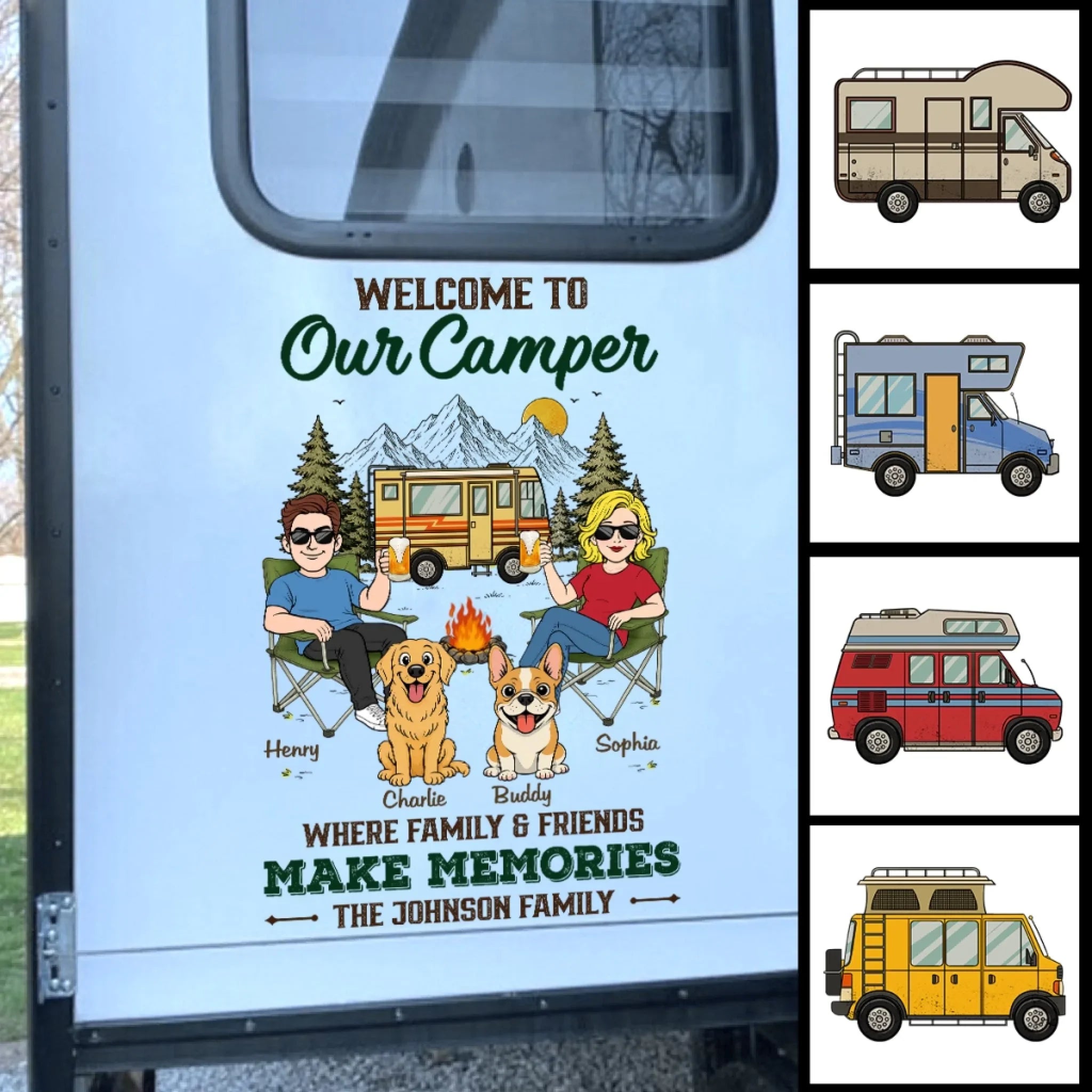 Custom RV Decal - Personalized Anniversary Wedding Camping Gifts For Campers, Husband And Wife, Dog Dad And Mom - Together Is Our Favorite Campsite