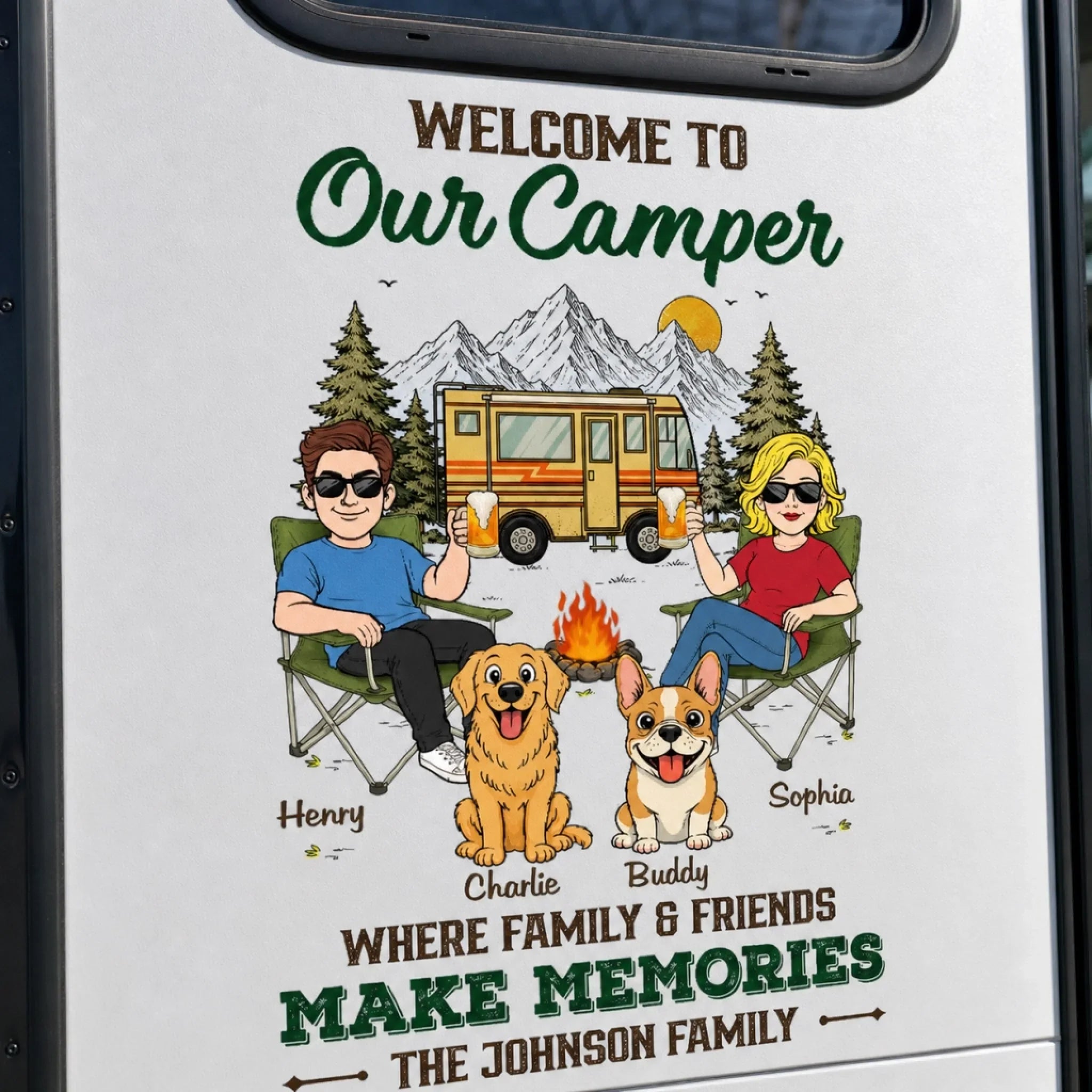 Custom RV Decal - Personalized Anniversary Wedding Camping Gifts For Campers, Husband And Wife, Dog Dad And Mom - Together Is Our Favorite Campsite