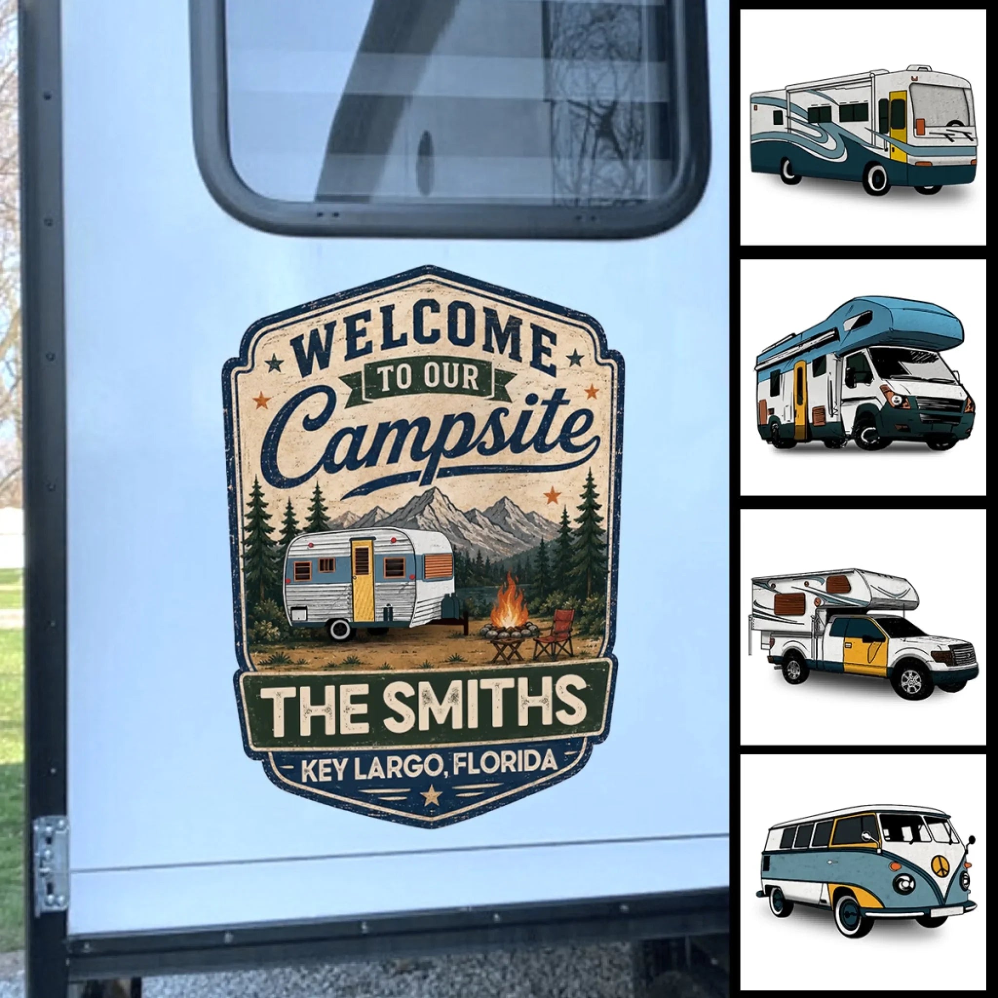 Custom RV Decal - Personalized Birthday Camping Gifts For Campers - Our Happy Camper Place