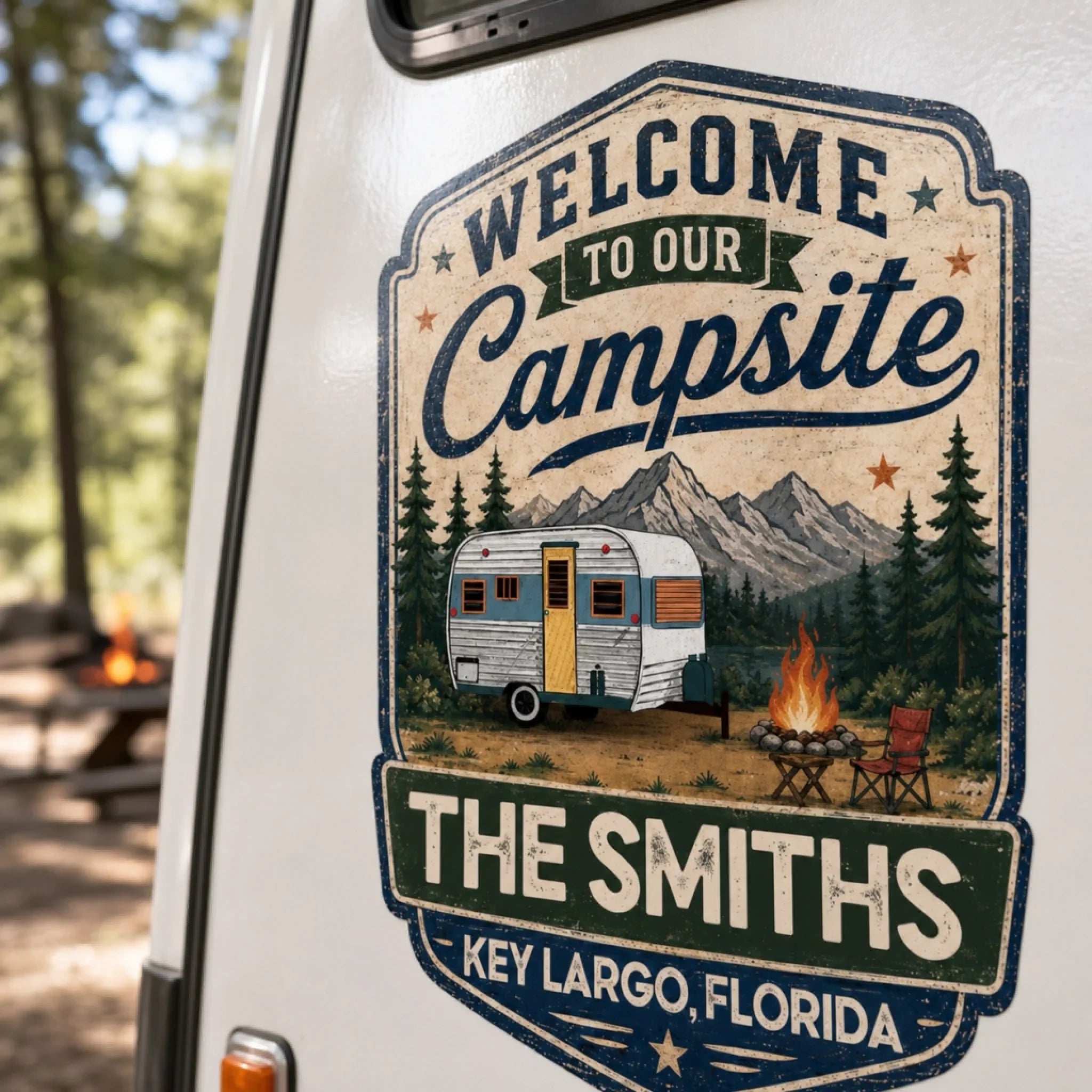 Custom RV Decal - Personalized Birthday Camping Gifts For Campers - Our Happy Camper Place