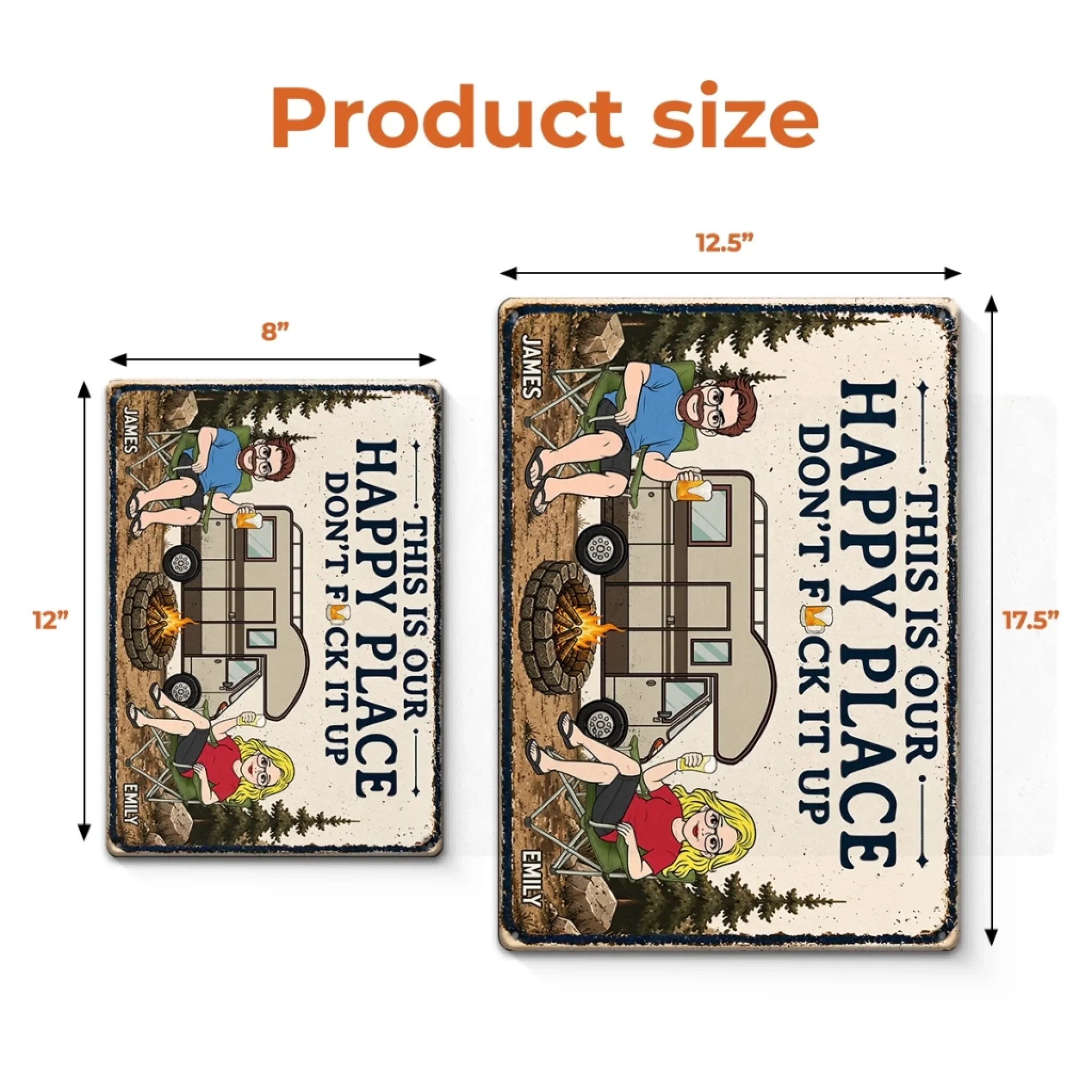 Custom Home Decor Metal Sign - Personalized Birthday Camping Gifts For Campers, Husband And Wife, Him And Her - Campfire & Love